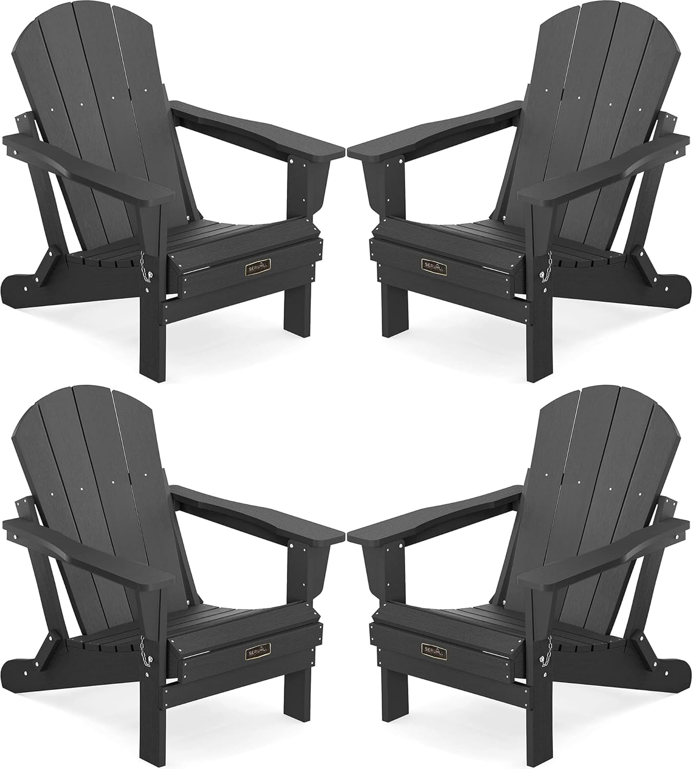 SERWALL Foldable Adirondack Chair Set, Special Outdoor Furniture for Patio Garde...