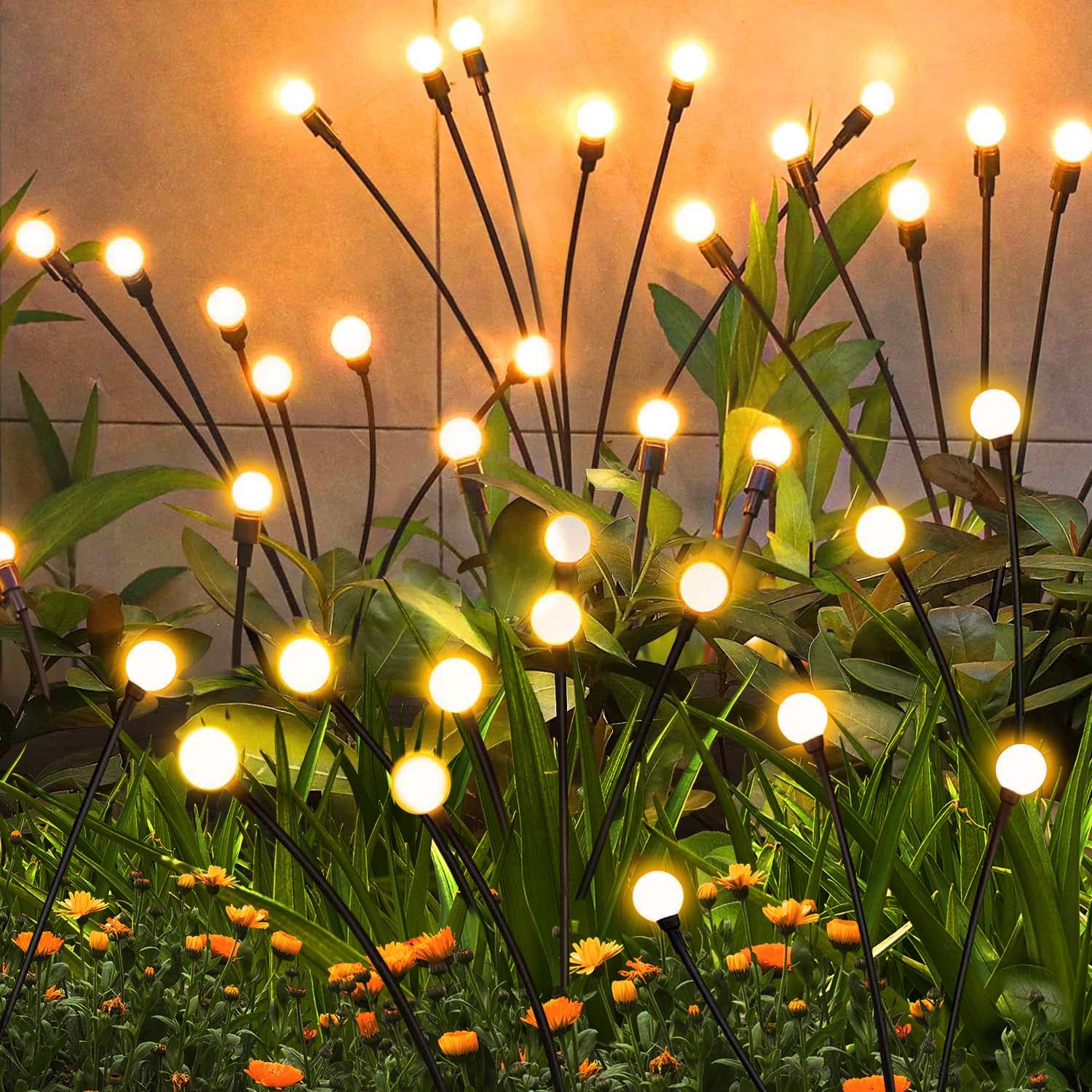 Solar Garden Lights Outdoor, 4 Pack Firefly Swaying Lights, Waterproof Garden De...