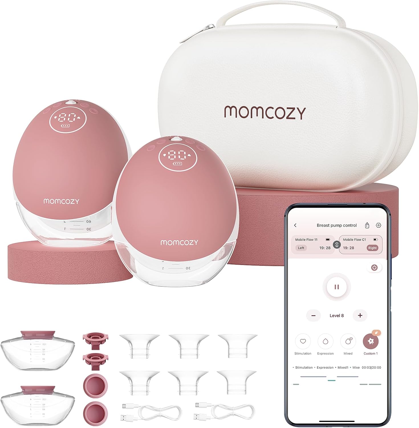 Momcozy Breast Pump Hands Free Upgraded Mobile Flow | M9, App Discreet Control w...