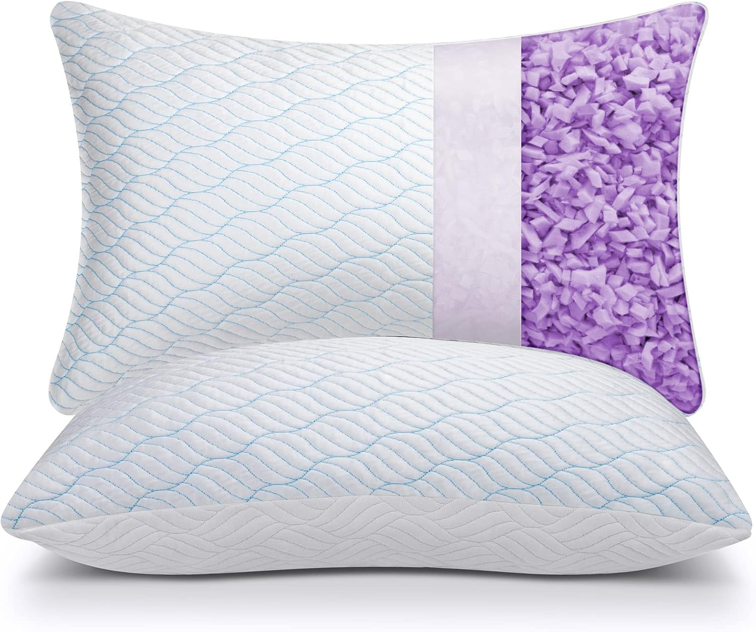 Cooling Pillows Queen Size Set of 2, Memory Foam Pillows with Zipper, Adjustable...
