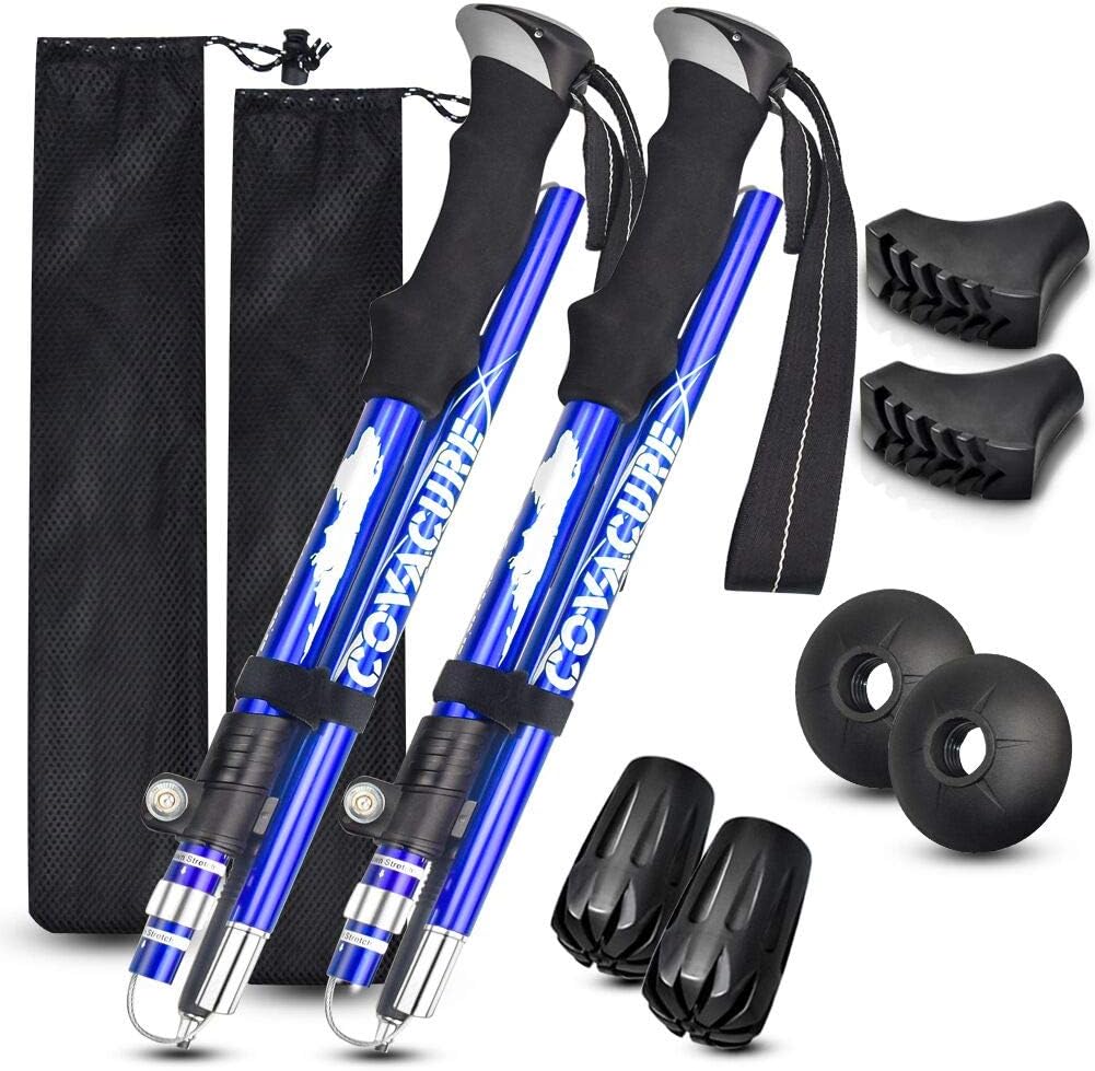 COVACURE Walking Poles - 2 Pack Lightweight Collapsible Walking Sticks for Hikin...