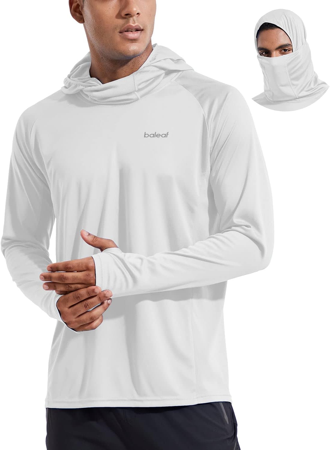 Baleaf Men's Sun Protection Hoodie Shirt, Special UV SPF T-Shirts with Mask Rash...