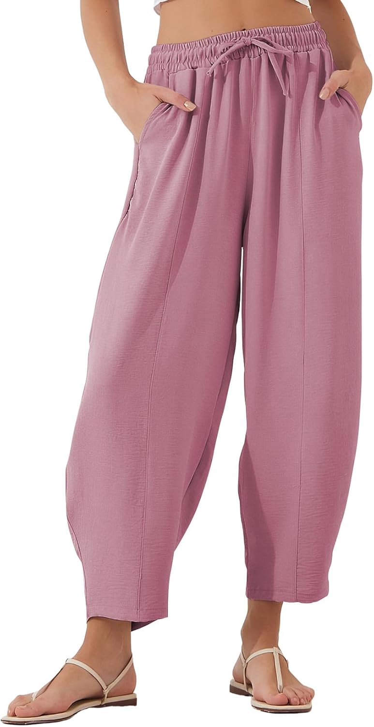 EVALESS Women's Summer Pants, Special High Waisted Baggy Trousers, Casual Ankle...