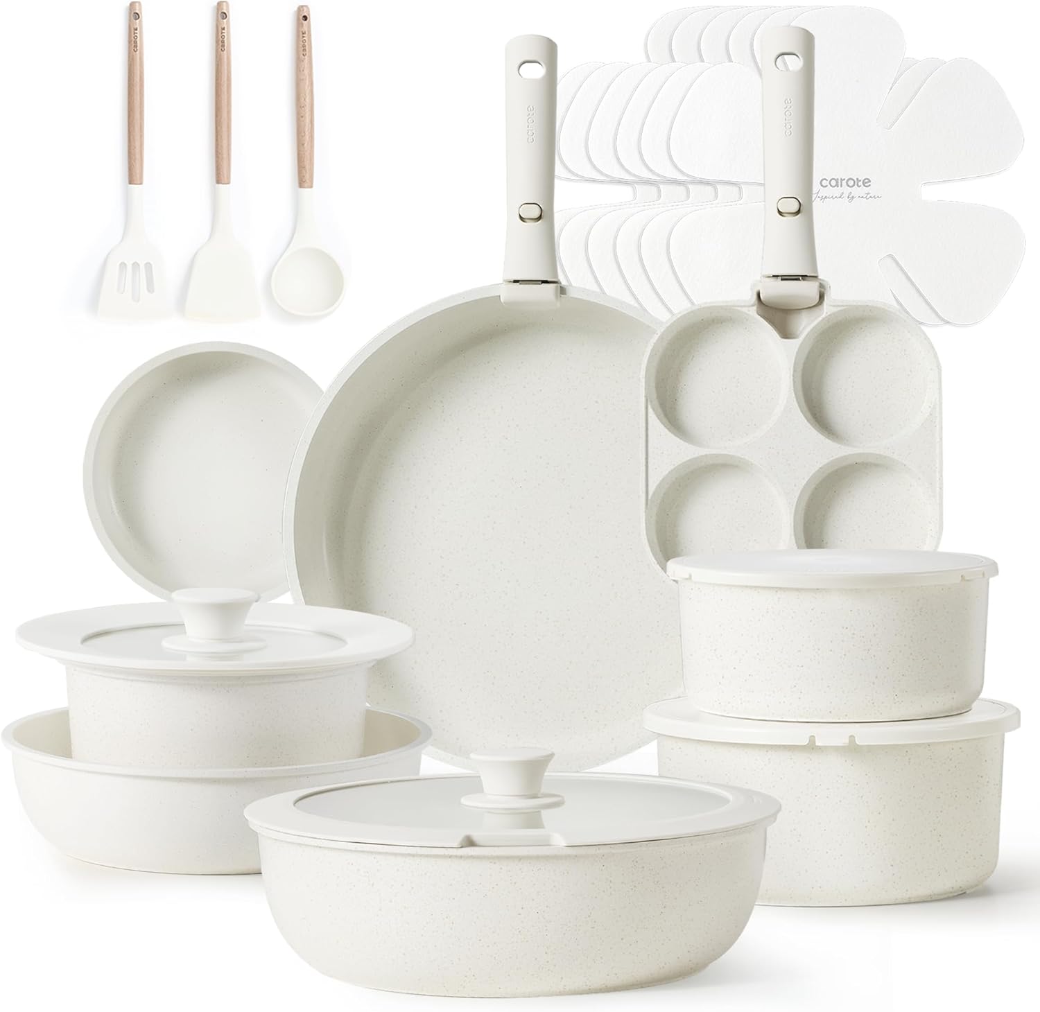 Innovative CAROTE 23pcs Pots and Pans Set, High-Quality Non Stick Cookware Sets,...