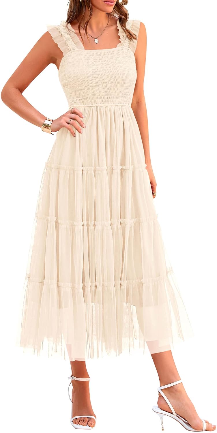 PRETTYGARDEN Women's Summer Midi Dress, Special Sleeveless Tulle Dress, Elegant...