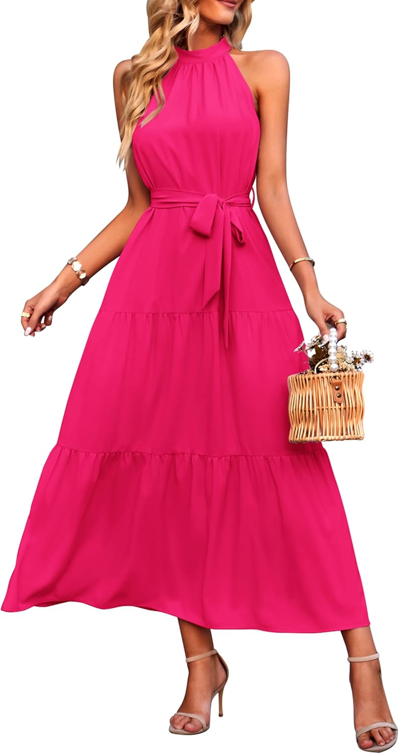 PRETTYGARDEN Women's Summer Dress, Unique Floral Maxi Sun Dress with Sleeveless...