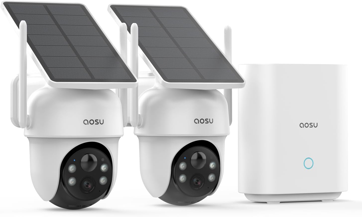 AOSU Security Cameras Outdoor Wireless, 2 Cam-Kit, No Subscription, Solar-Powere...