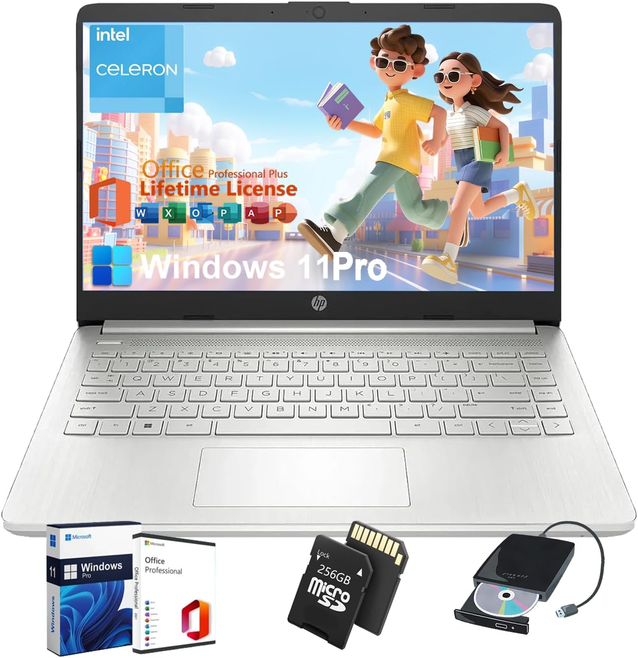 HP Student Business Laptop Computer - w/Microsoft Office Lifetime & Free CD/DVD...