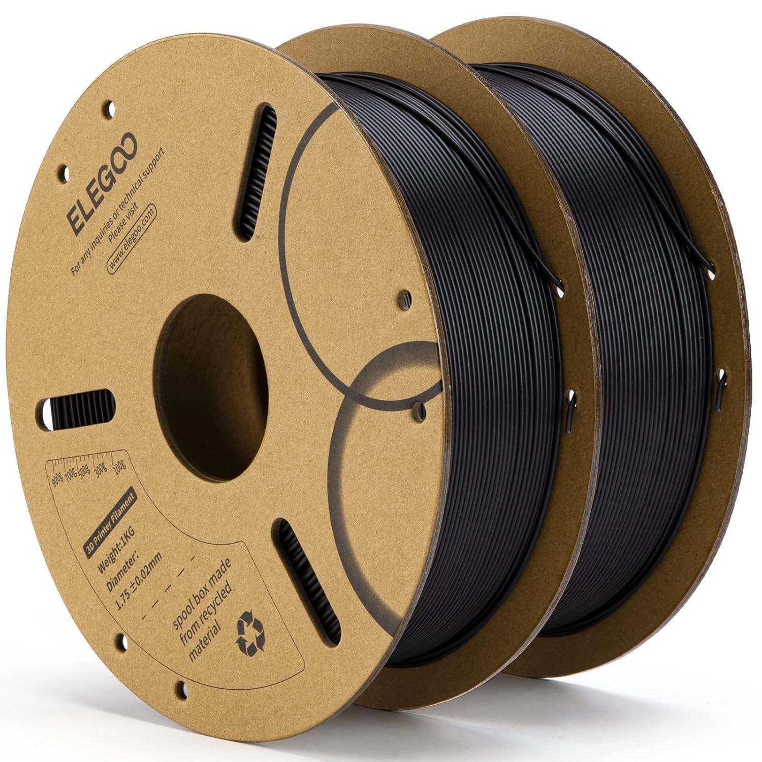 ELEGOO PLA Filament 1.75mm Black 2KG, 3D Printer Filament Dimensional Accuracy +...