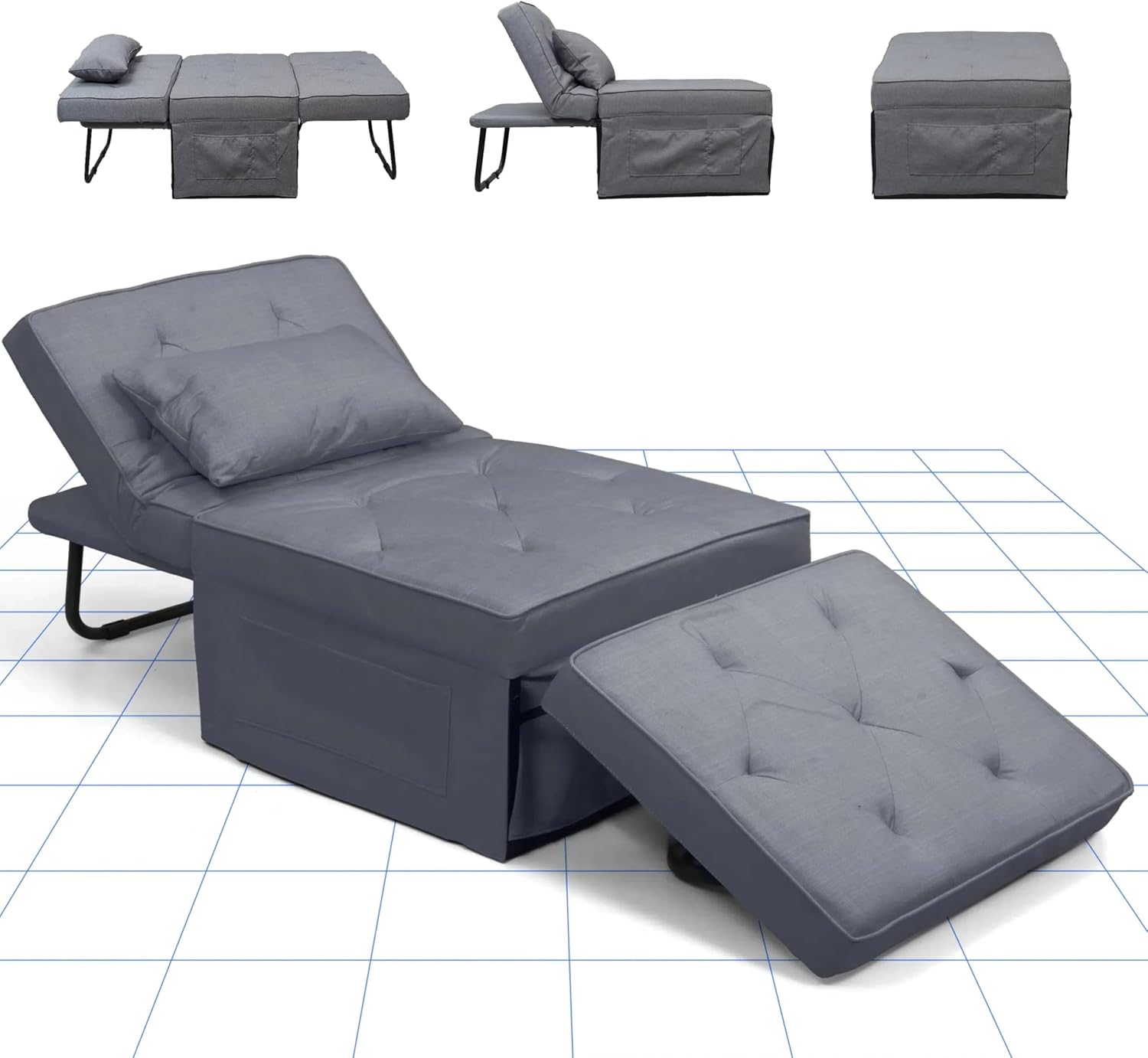 FLEXISPOT Sofa Bed, 4-in-1 Folding Bed, Convertible Sofa Bed, Single Sofa Chair...