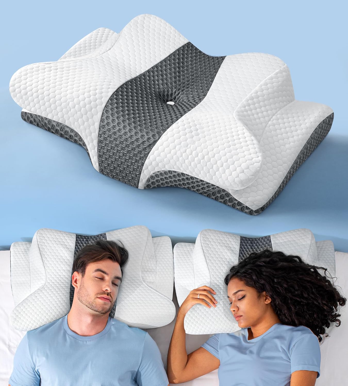Top Sleep Doctor Approved Neck Pillow, Unique Cervical Pillow for Sleeping, Ergo...