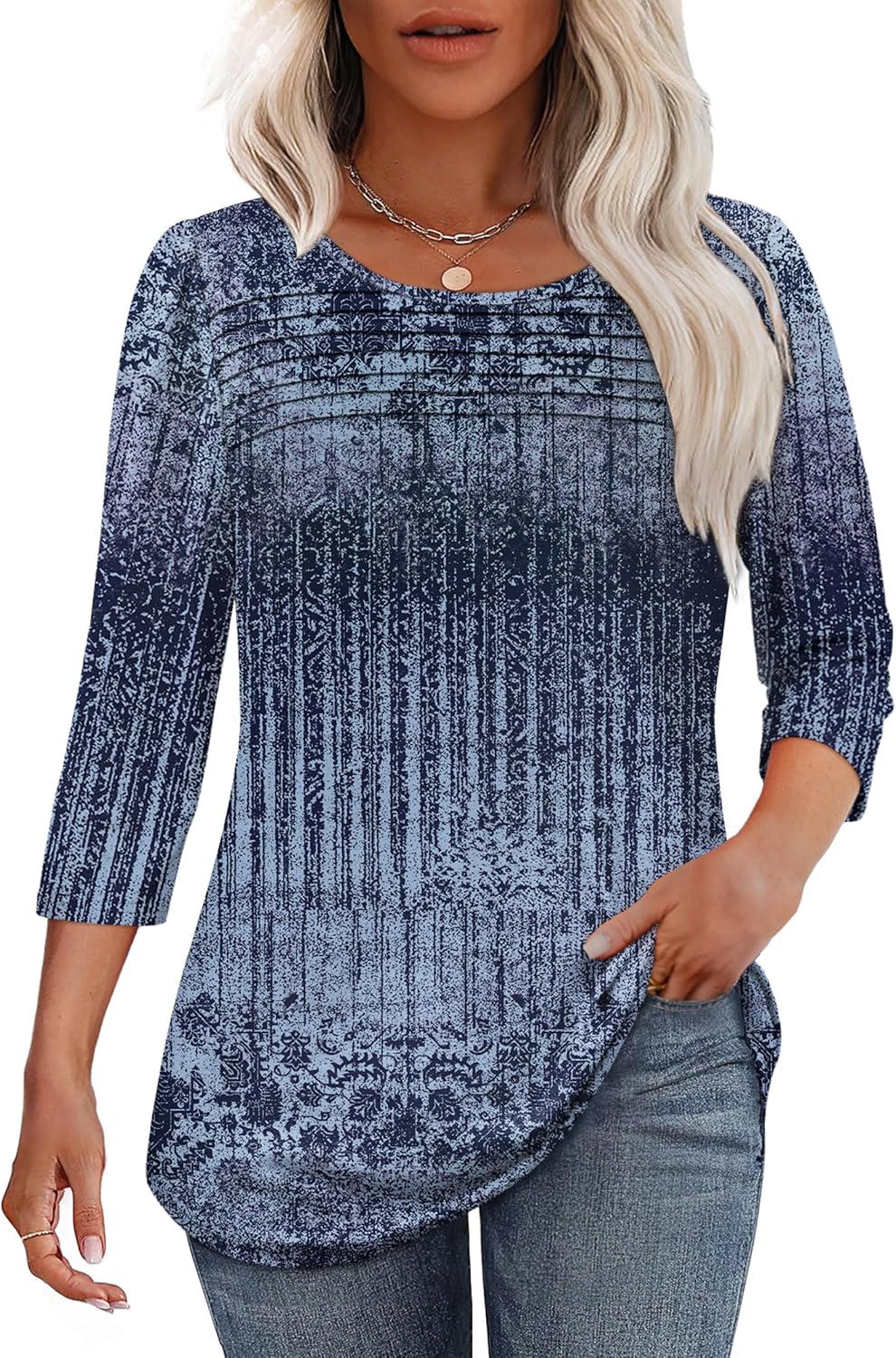 OFEEFAN Women's Tops, Special 3/4 Length Sleeve Bl...
