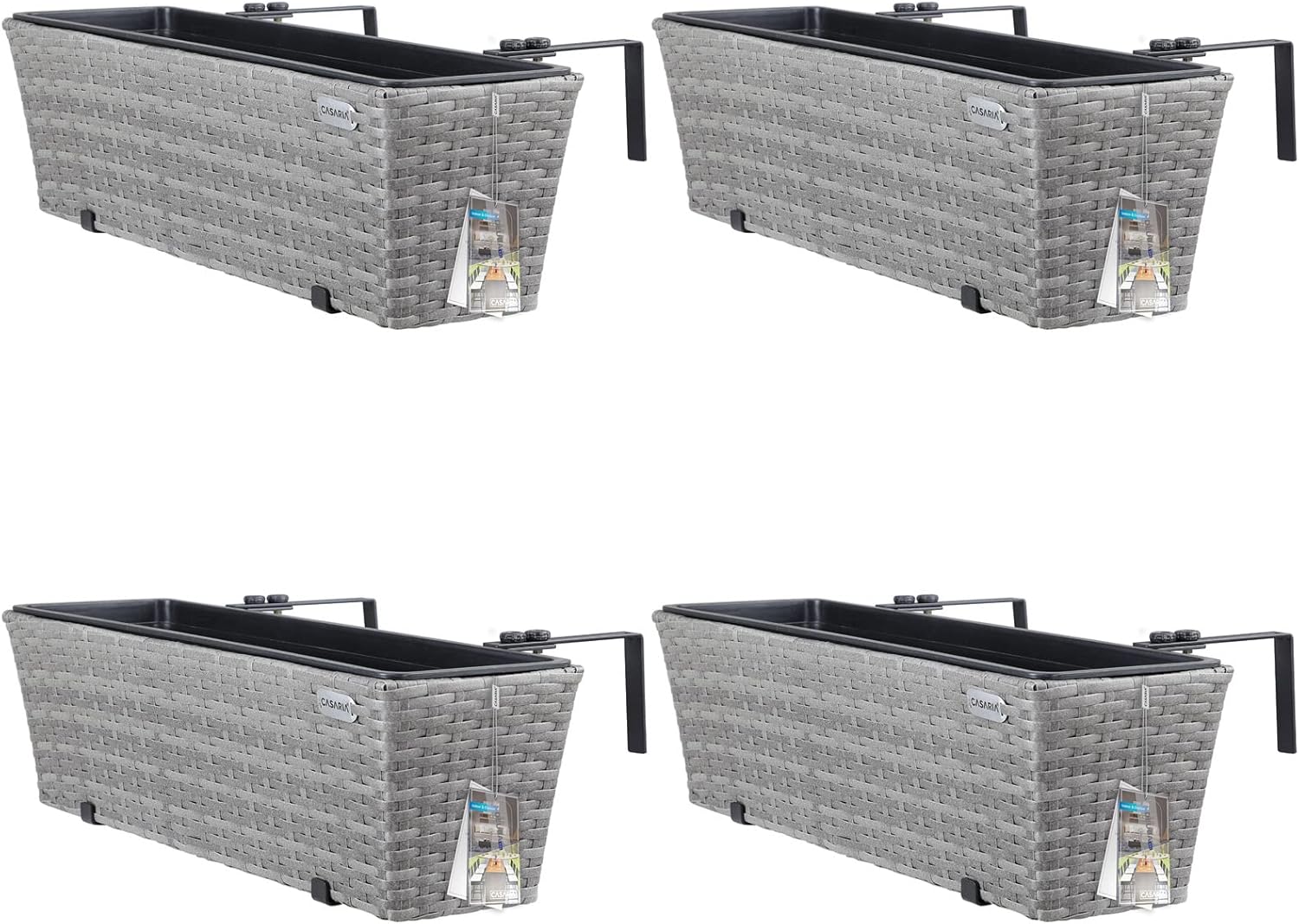 Premium CASARIA® Flower Boxes Set, Stylish Weatherproof Poly Rattan Planters, In...