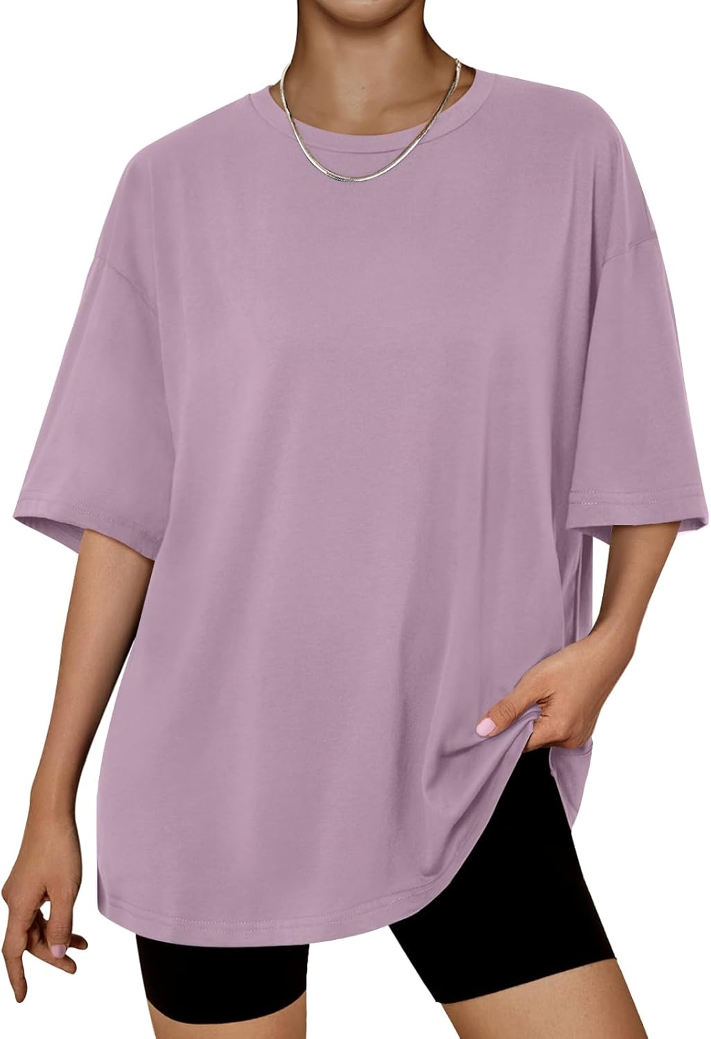 Trendy Queen Womens Oversized Summer T Shirts Fashion Workout Plus Size Tops Sho...