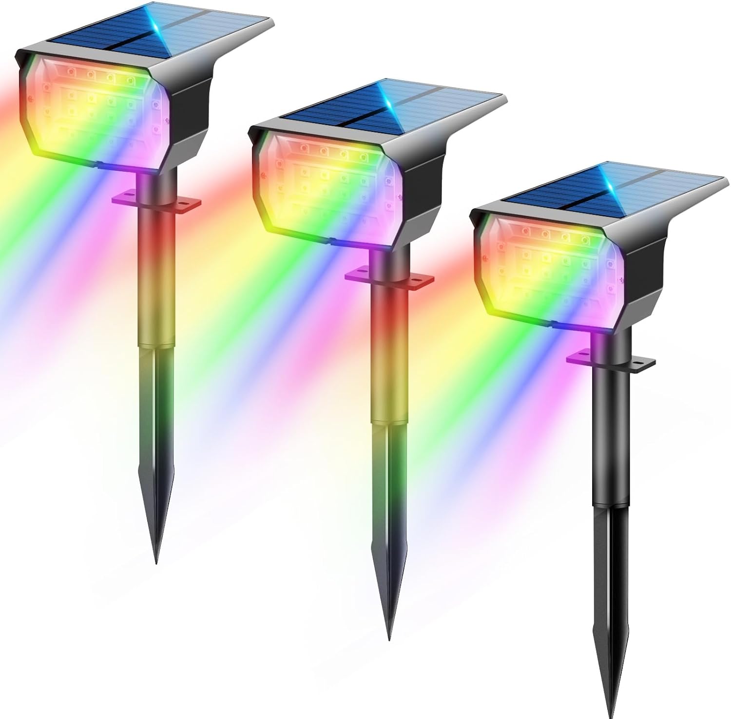 3Pcs Solar Spot Lights Outdoor Garden 20 LED Color Changing RGB Lights Landscape...