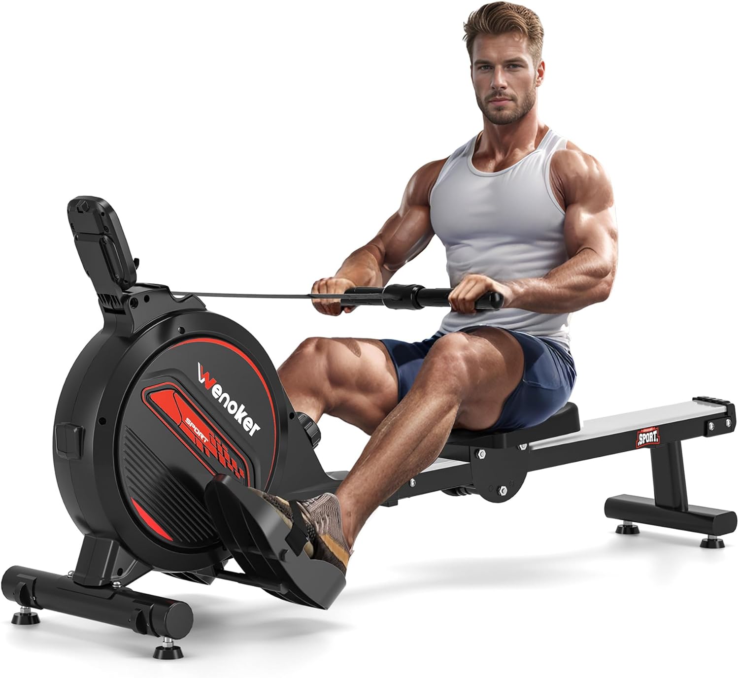 Rowing Machine Magnetic Foldable, Fitness Exerciser Indoor Equipment for Home Gy...