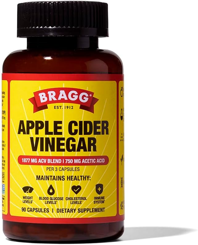 Bragg Apple Cider Vinegar Capsules with Vitamin D and Zinc - 90 Capsules - Suppo...