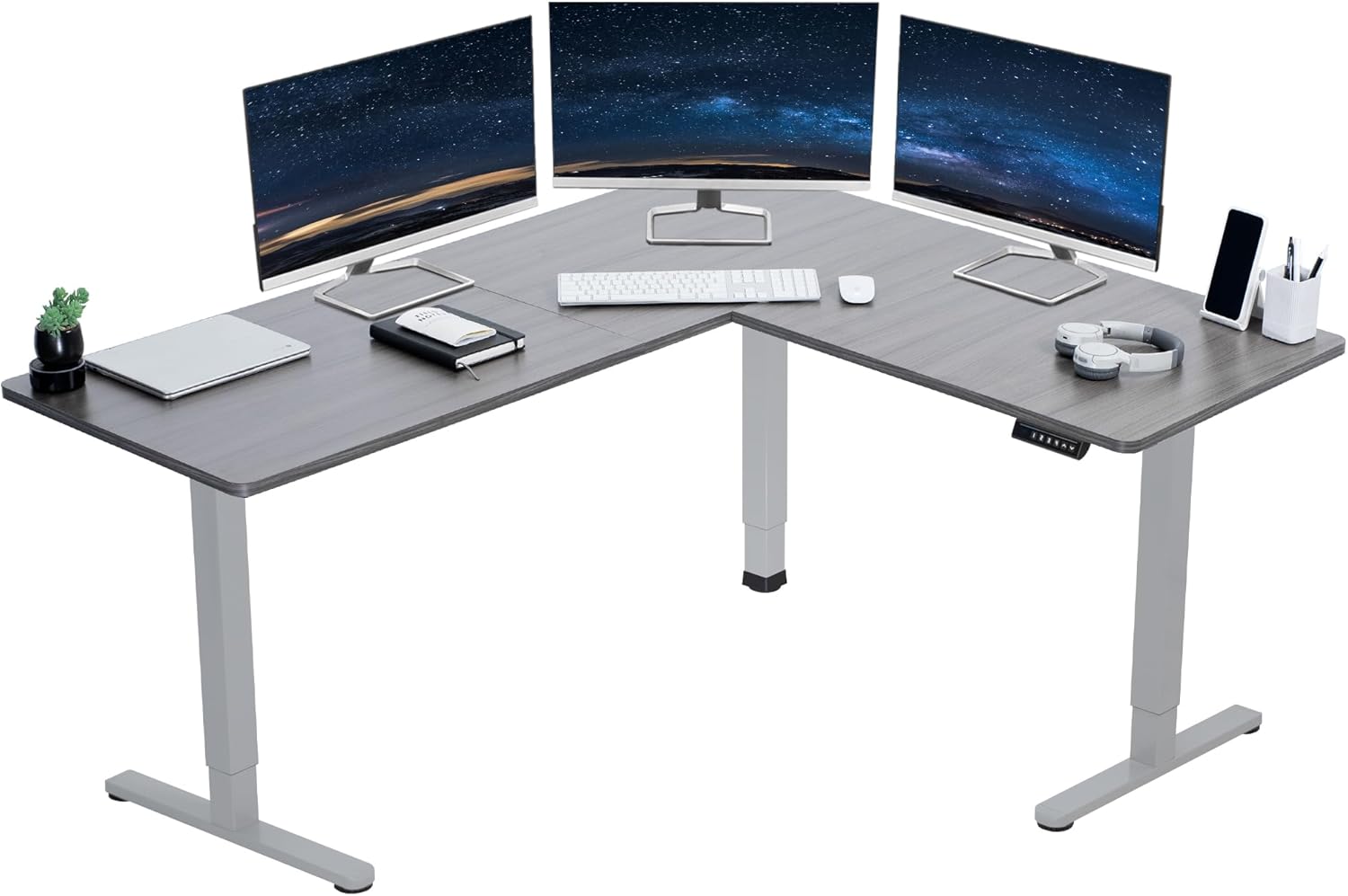 VIVO Electric Corner L-Shaped Desk, Special Standing Desk with Memory Height Adj...