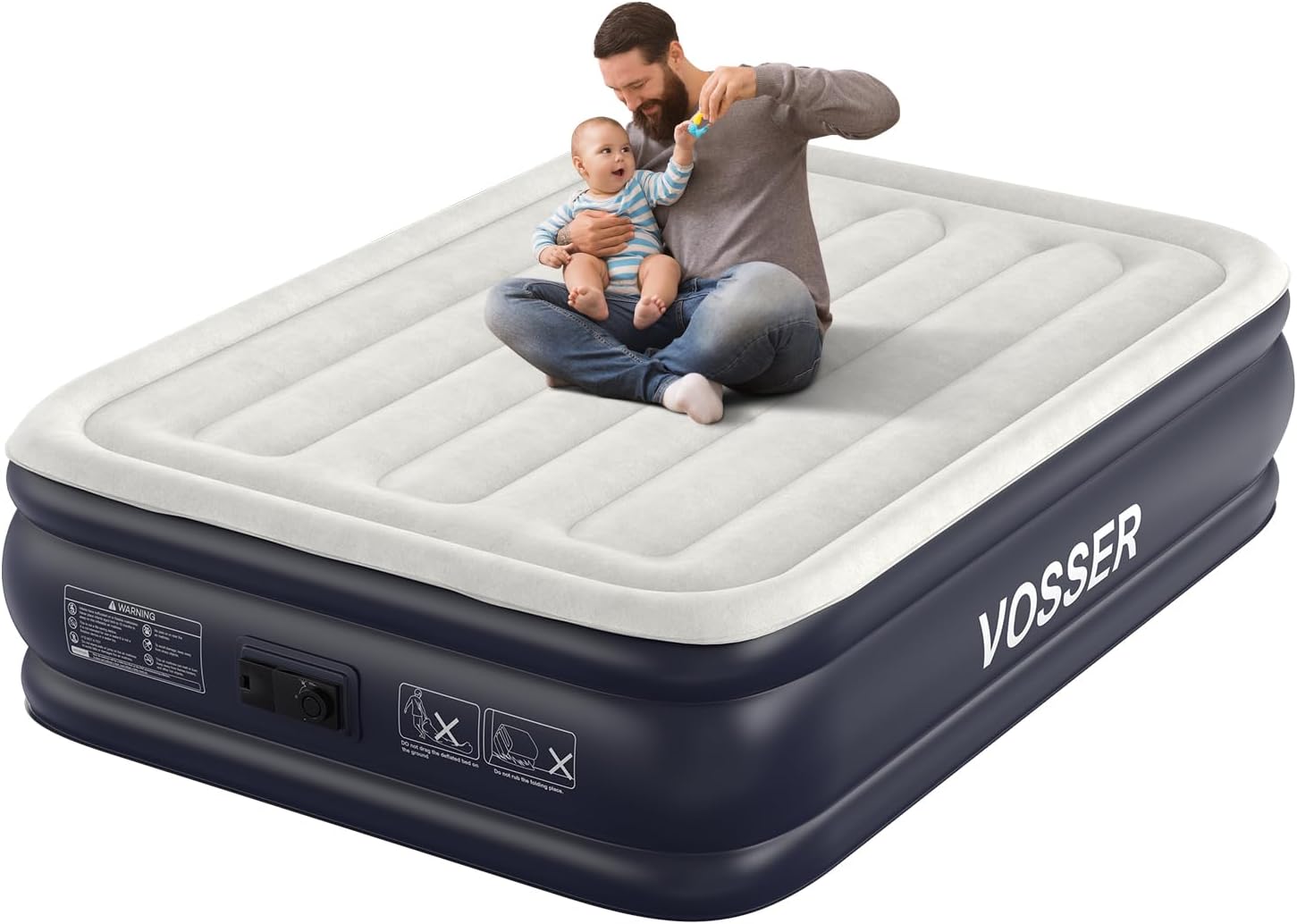 Air Mattress Full with Built in Pump,18''Inflatable Mattress of Upgraded Vertica...