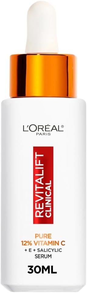 L'Oréal Paris Revitalift Clinical 12% Pure Vitamin C Brightening Serum for Face,...