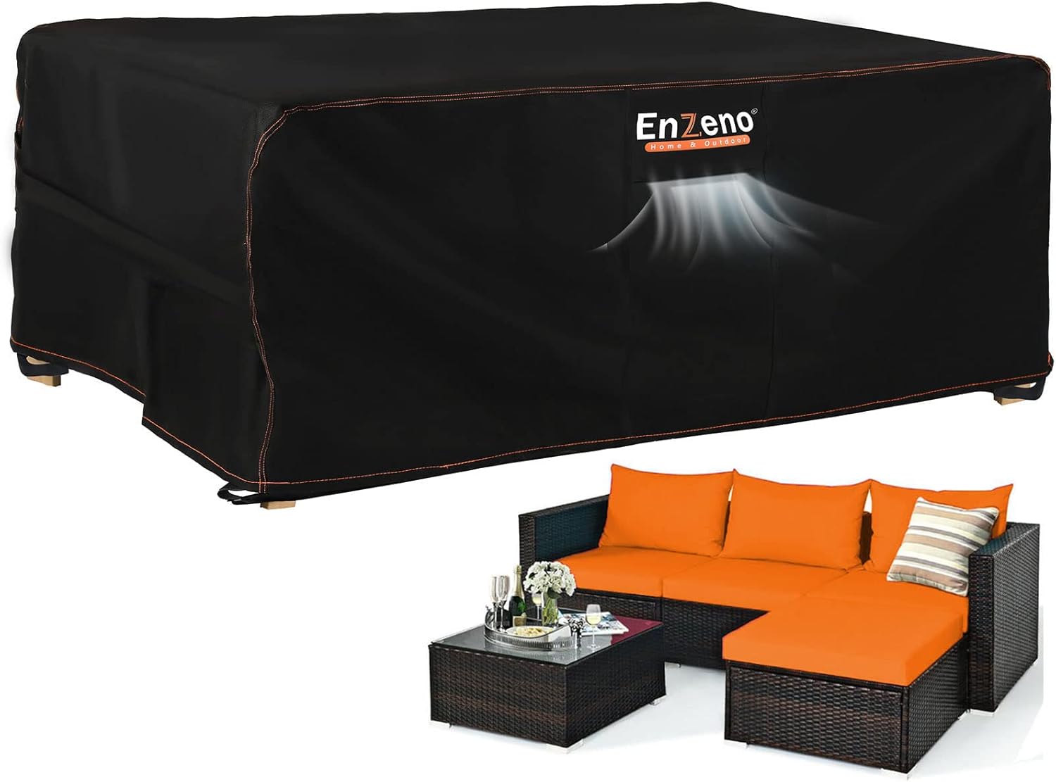 Premium Enzeno Garden Furniture Cover, Exceptional Patio Set Cover Waterproof, D...