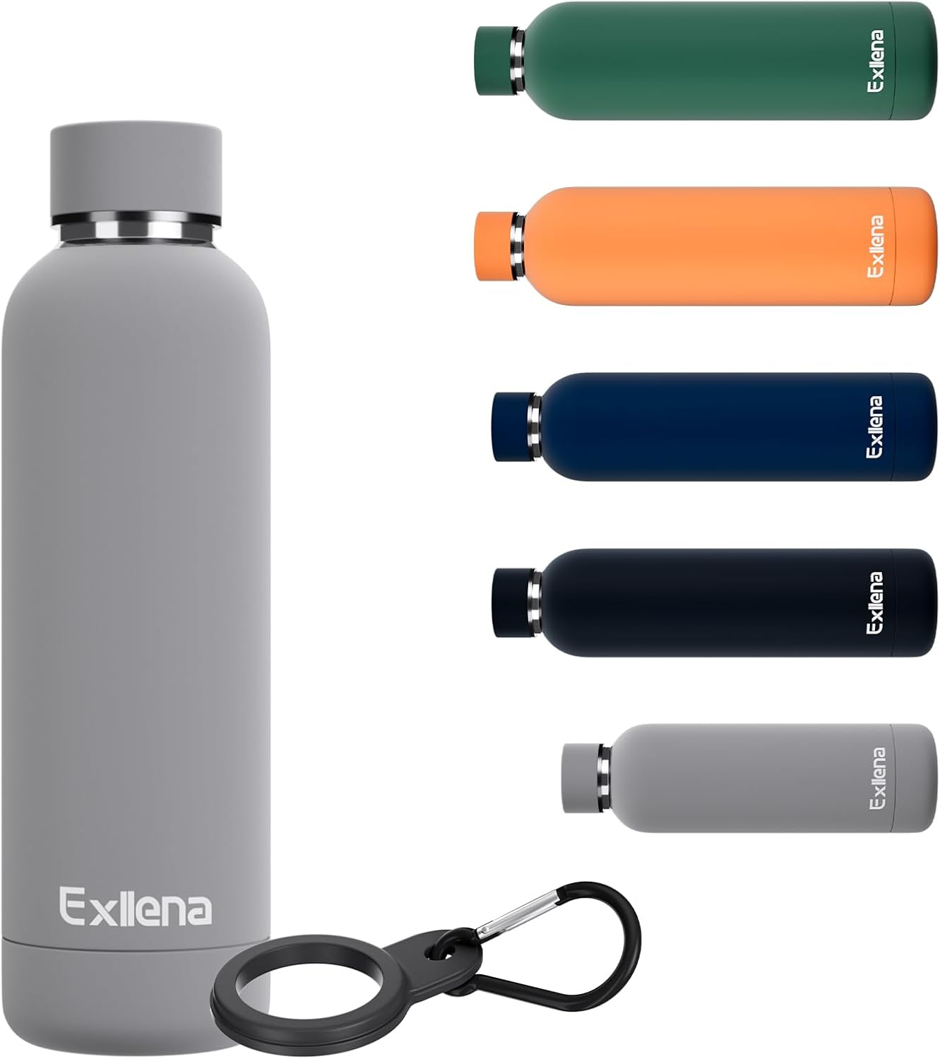 Insulated Water Bottles 500ml with Clip, Double Wall Vacuum Drinks Bottle Keeps...