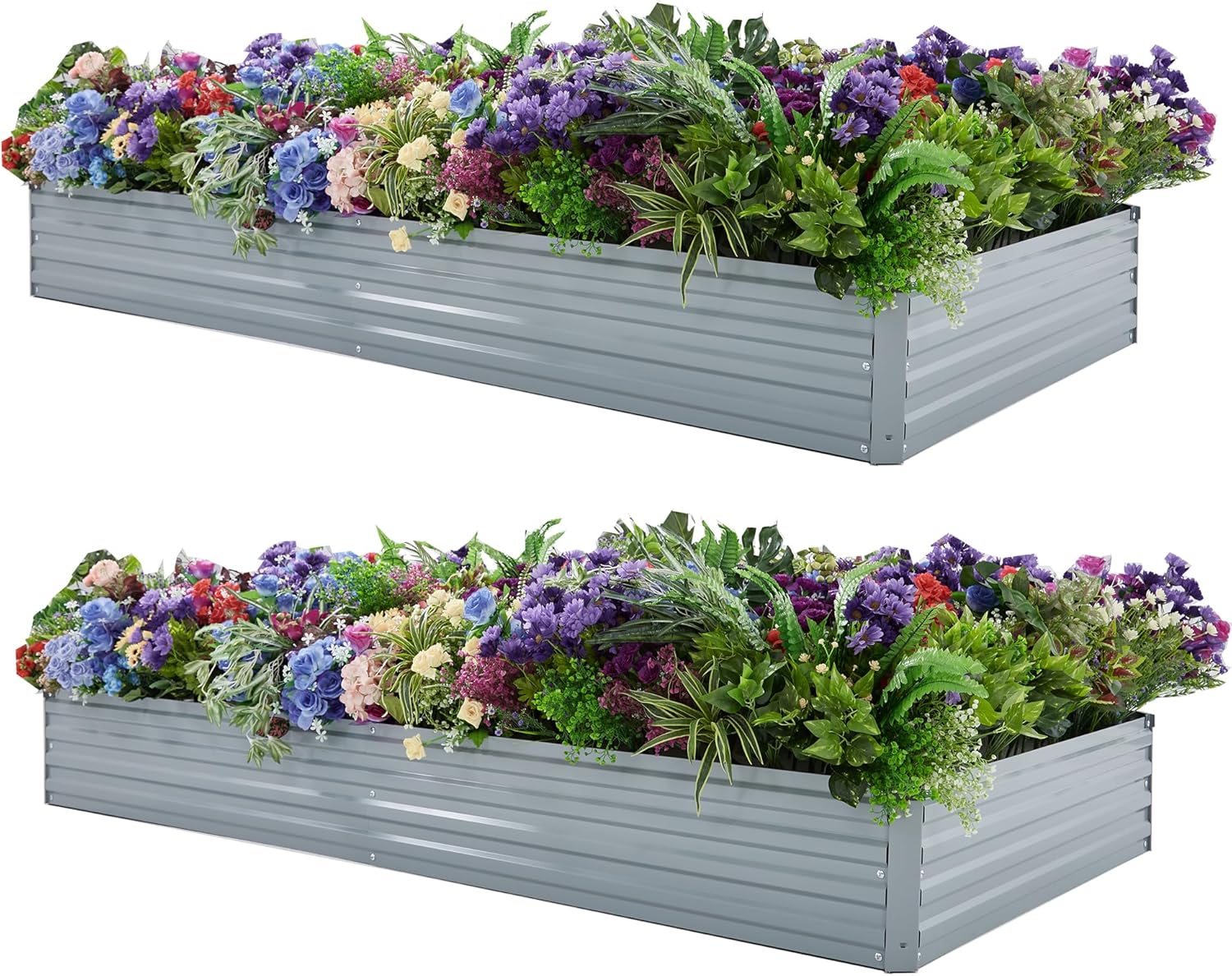 High-Quality 8x4x1ft Galvanized Raised Garden Bed, Durable Outdoor Planter Box M...