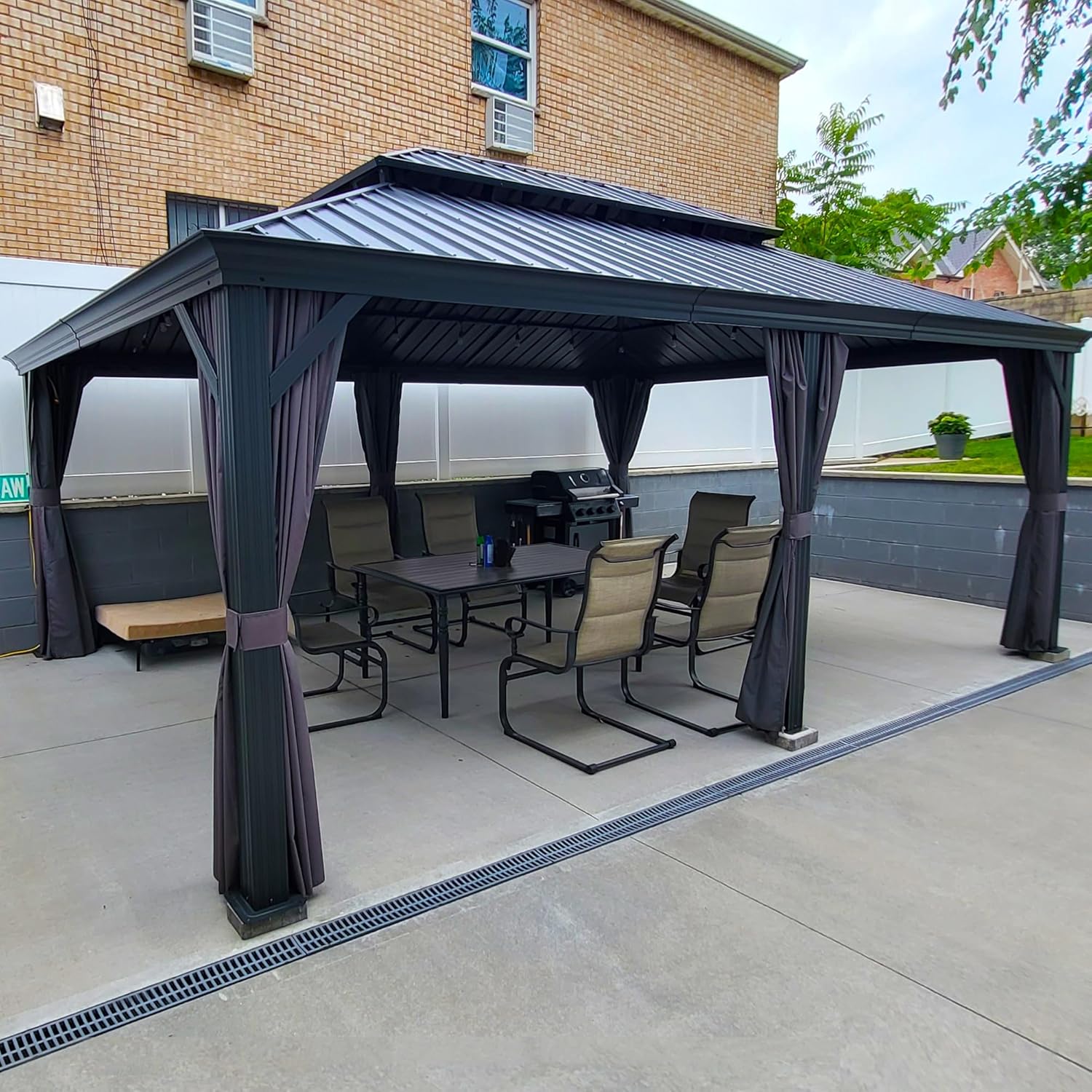 PURPLE LEAF 14' X 20' Outdoor Gazebo with Galvanized Steel Metal Roof Permanent...