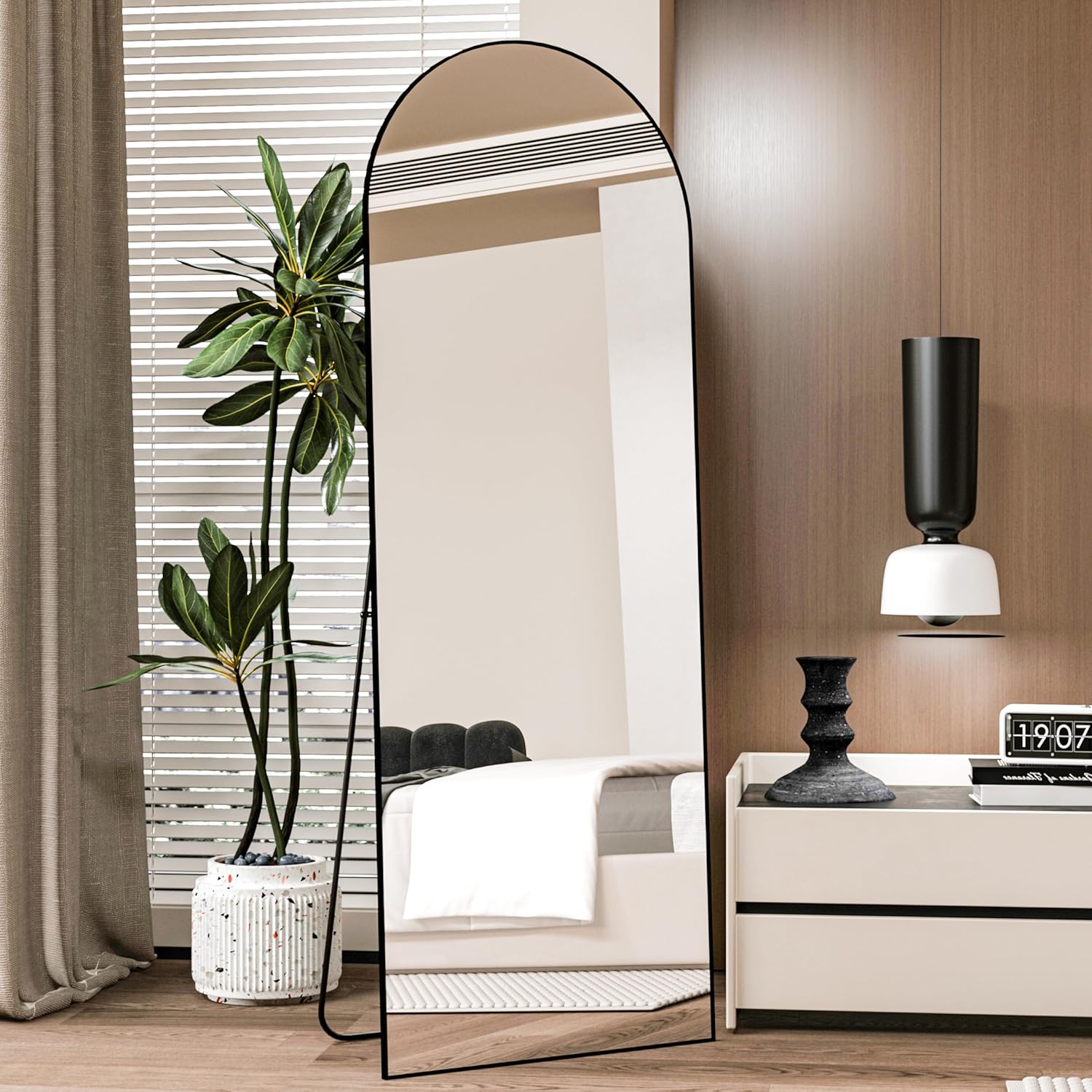 CASSILANDO Full Length Mirror 162cm×53cm, Arch Floor Mirror with Standing Full B...