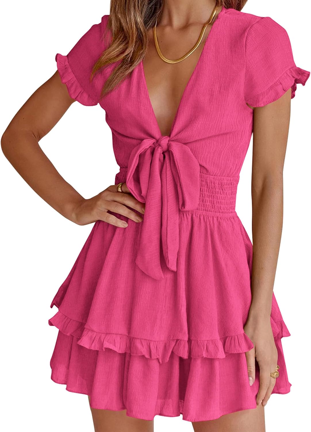 PRETTYGARDEN Women Summer Dress, Special Short Dress 2025 Edition With V Neck, A...