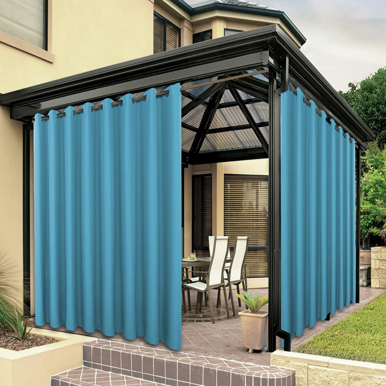 BONZER Outdoor Curtains, Premium Porch and Patio Waterproof Curtains, Unique Thi...