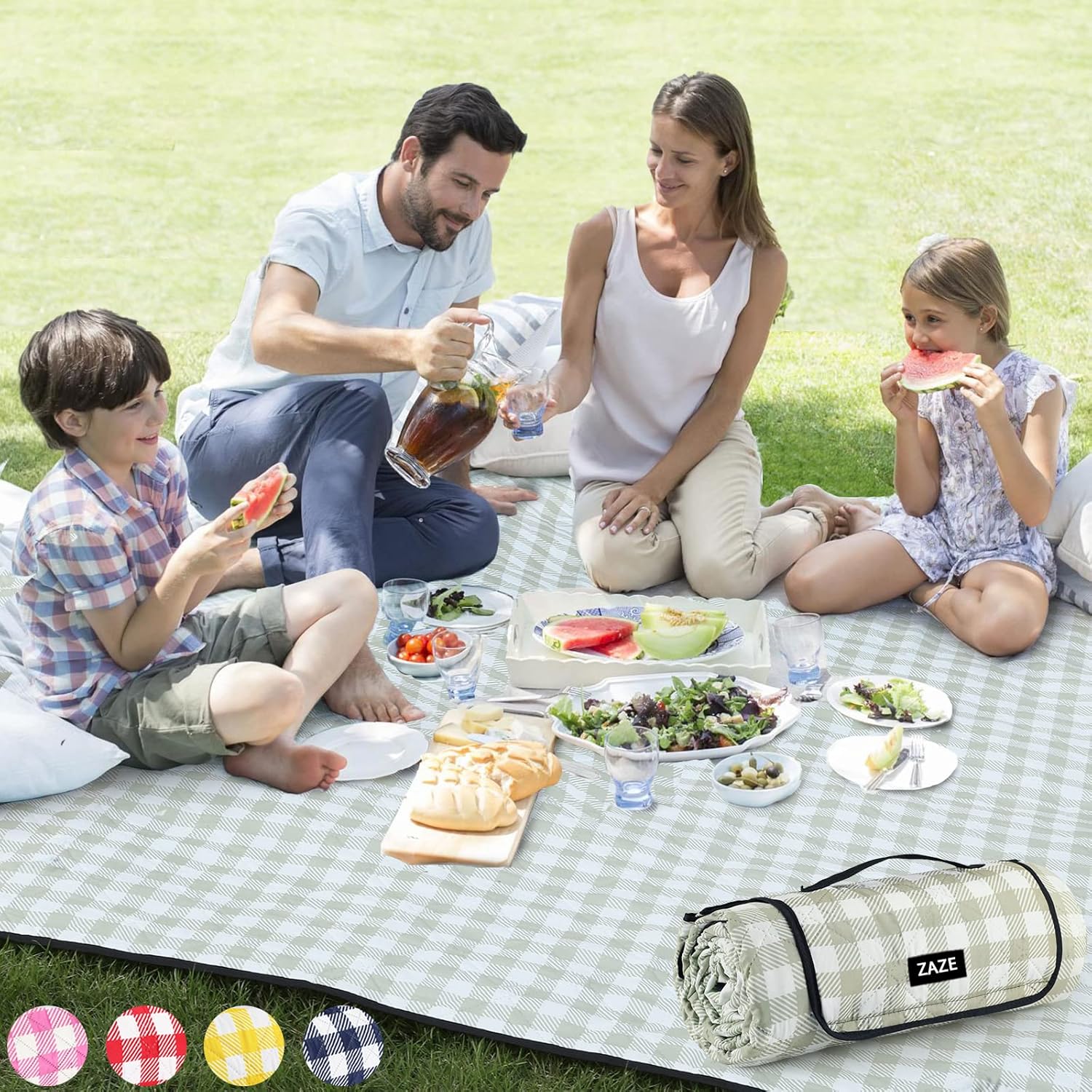 ZAZE Extra Large Picnic Outdoor Blanket, 80''x80'' Waterproof Foldable Blankets...