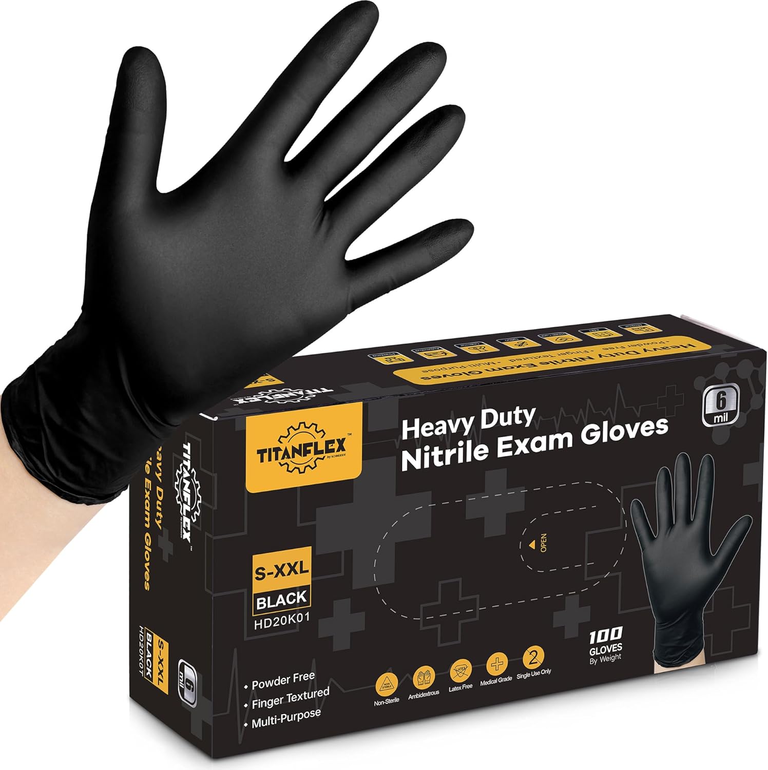 Special TitanFlex Disposable Nitrile Exam Gloves, Heavy Duty Gloves for Versatil...