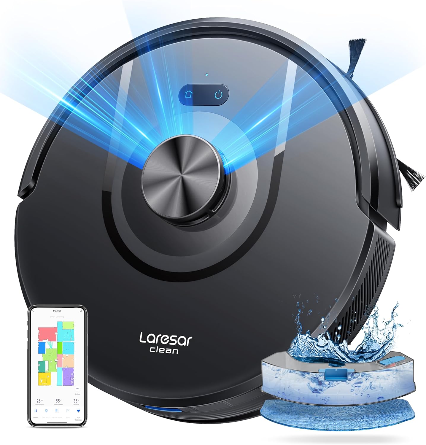 Robot Vacuum Cleaner with Mop, Ultra Strong 5000Pa Robotic Vacuum with Lidar Nav...