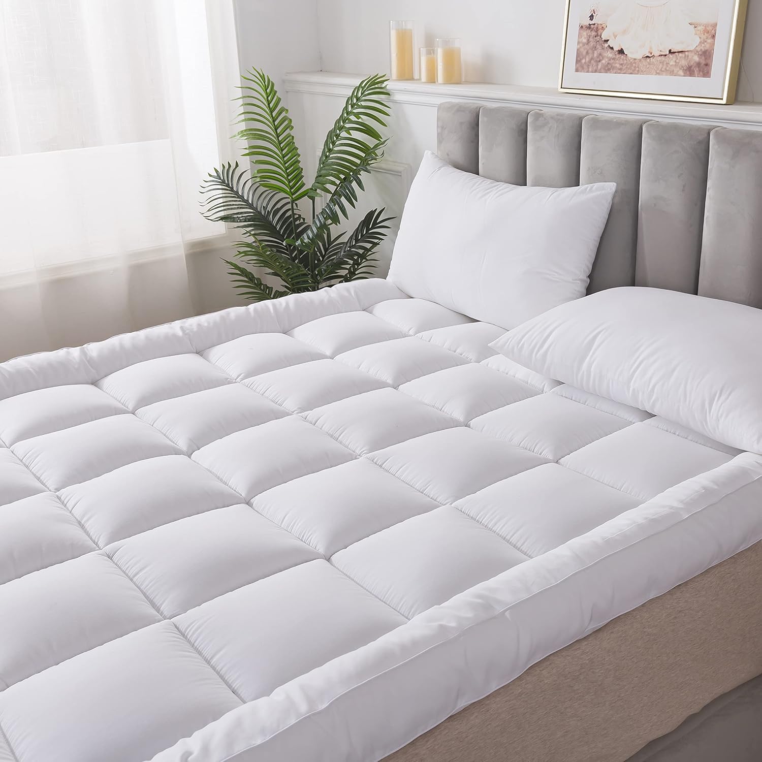 HIGH LIVING Microfibre Mattress Topper 4 Inch/10cm Supersoft Heavy Fill Single D...
