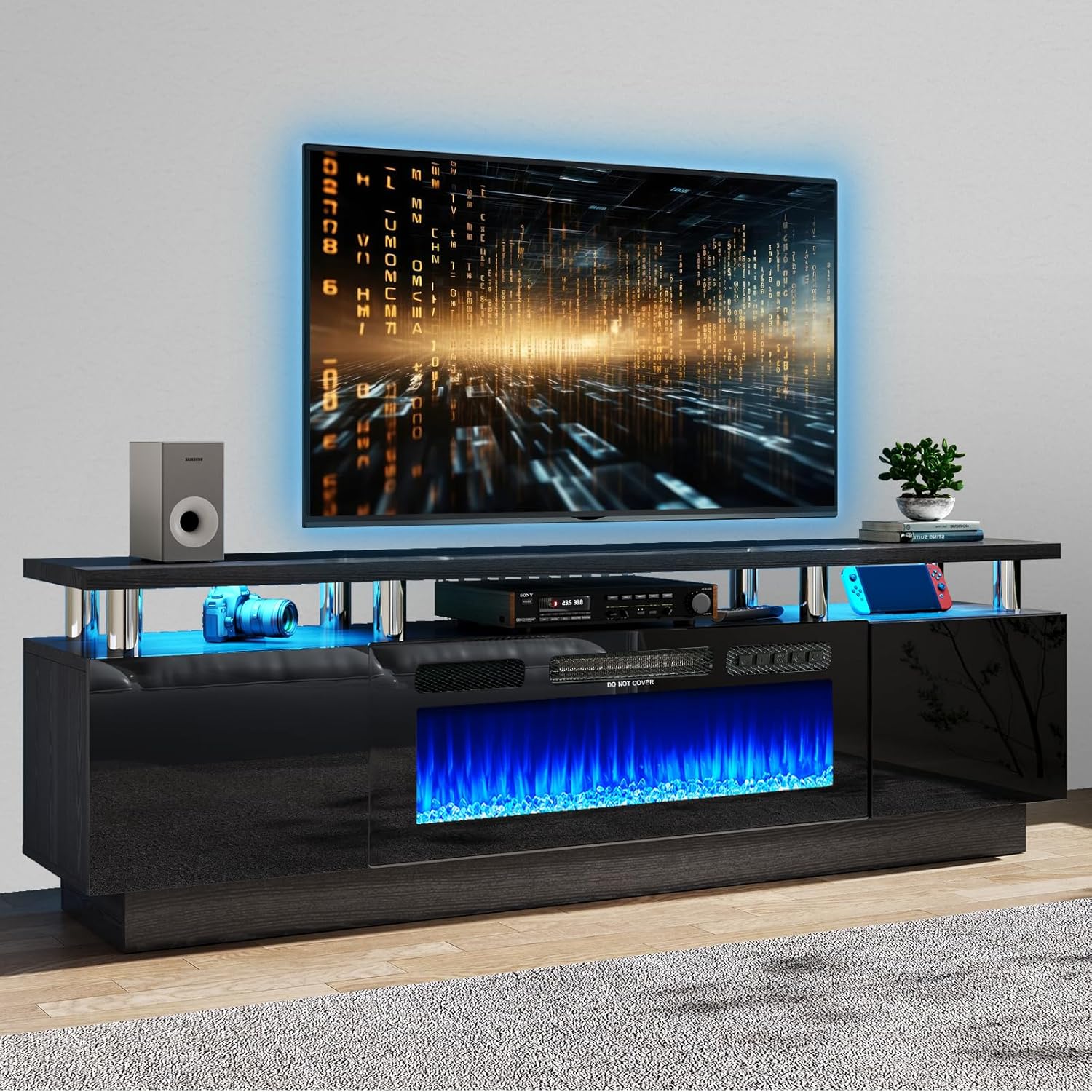 oneinmil Fireplace TV Stand with 36" Electric Fireplace,LED Light Entertainment...