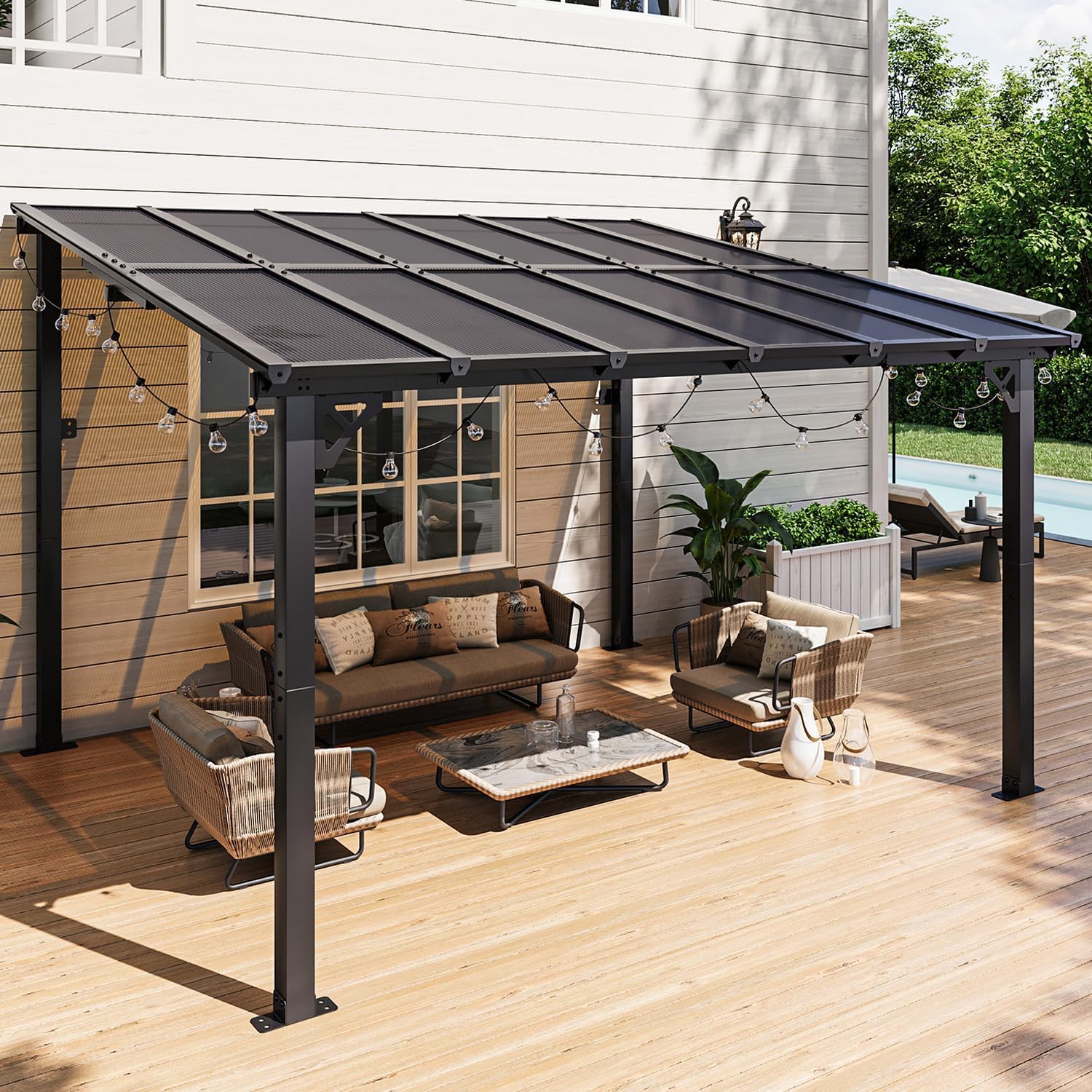 Aoxun 10' x 12' Gazebo, Special Gazebo Pergola with Sloped Roof, Innovative Larg...