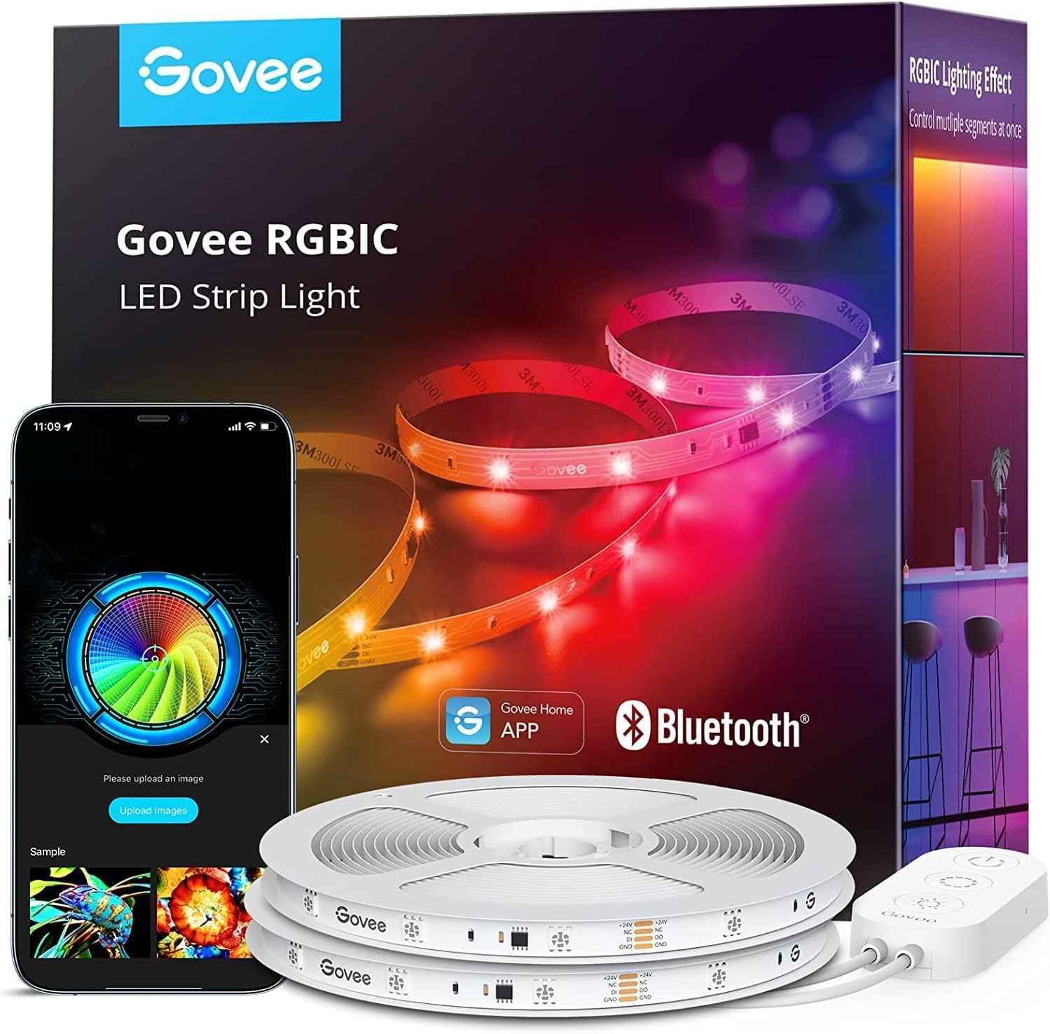 Govee LED Strip Light 20m, RGBIC Smart LED Strip Lights Bluetooth APP Control, D...