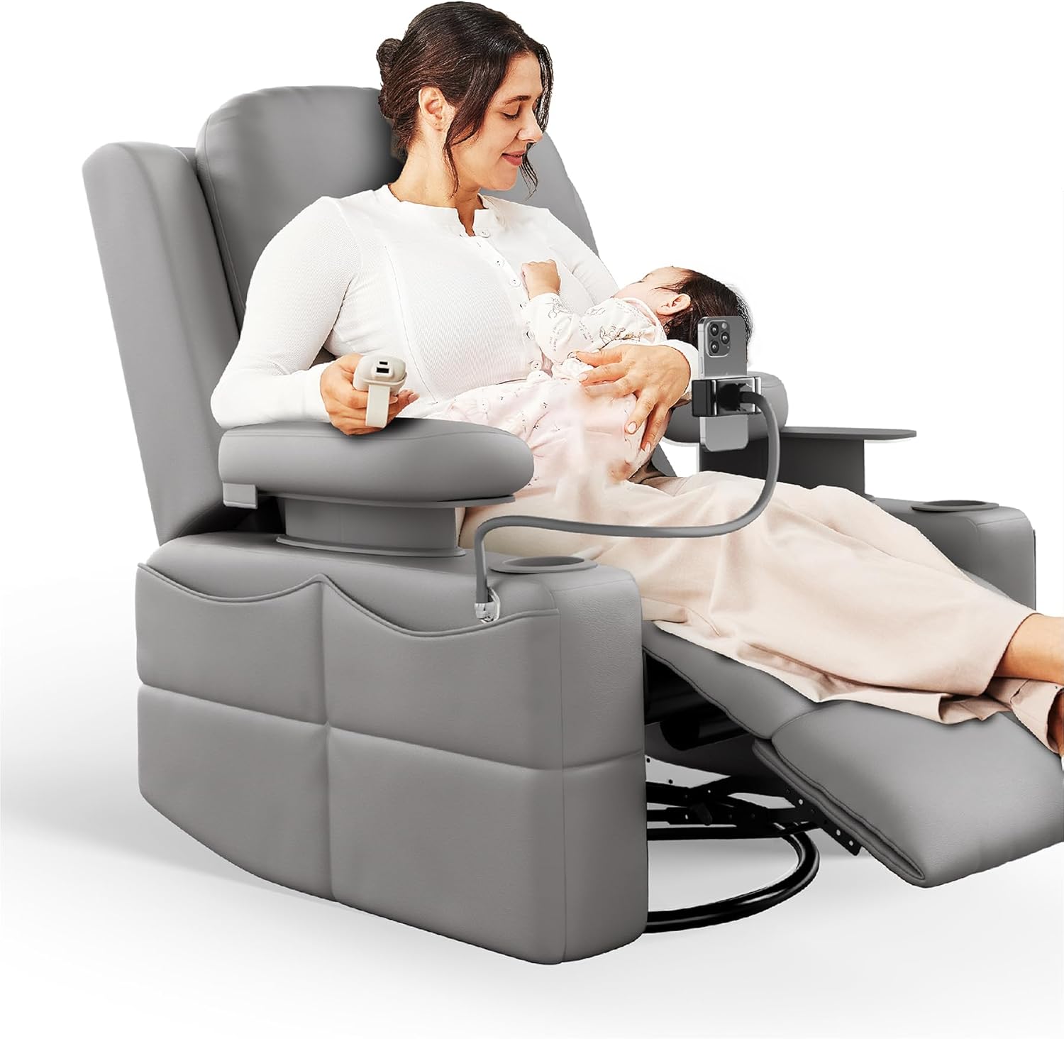 Rocking Chair Nursery with Adjustable Armrests, Electric Glider Recliner Nursing...