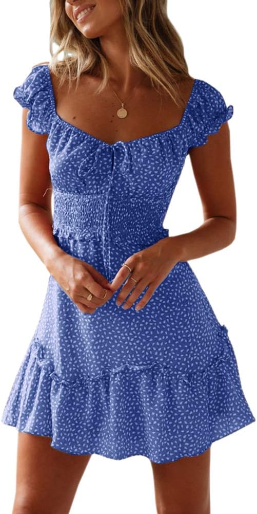 Chic YOBECHO Women's Summer Dress, Elegant Mini Dress with Ruffle Sleeve, Stylis...
