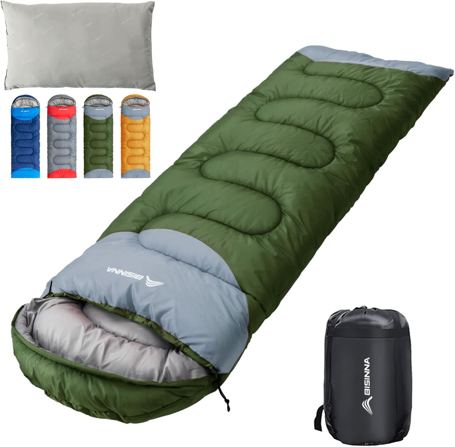 BISINNA Sleeping Bag with Pillow - 4 Season Lightweight Waterproof Warm Sleeping...