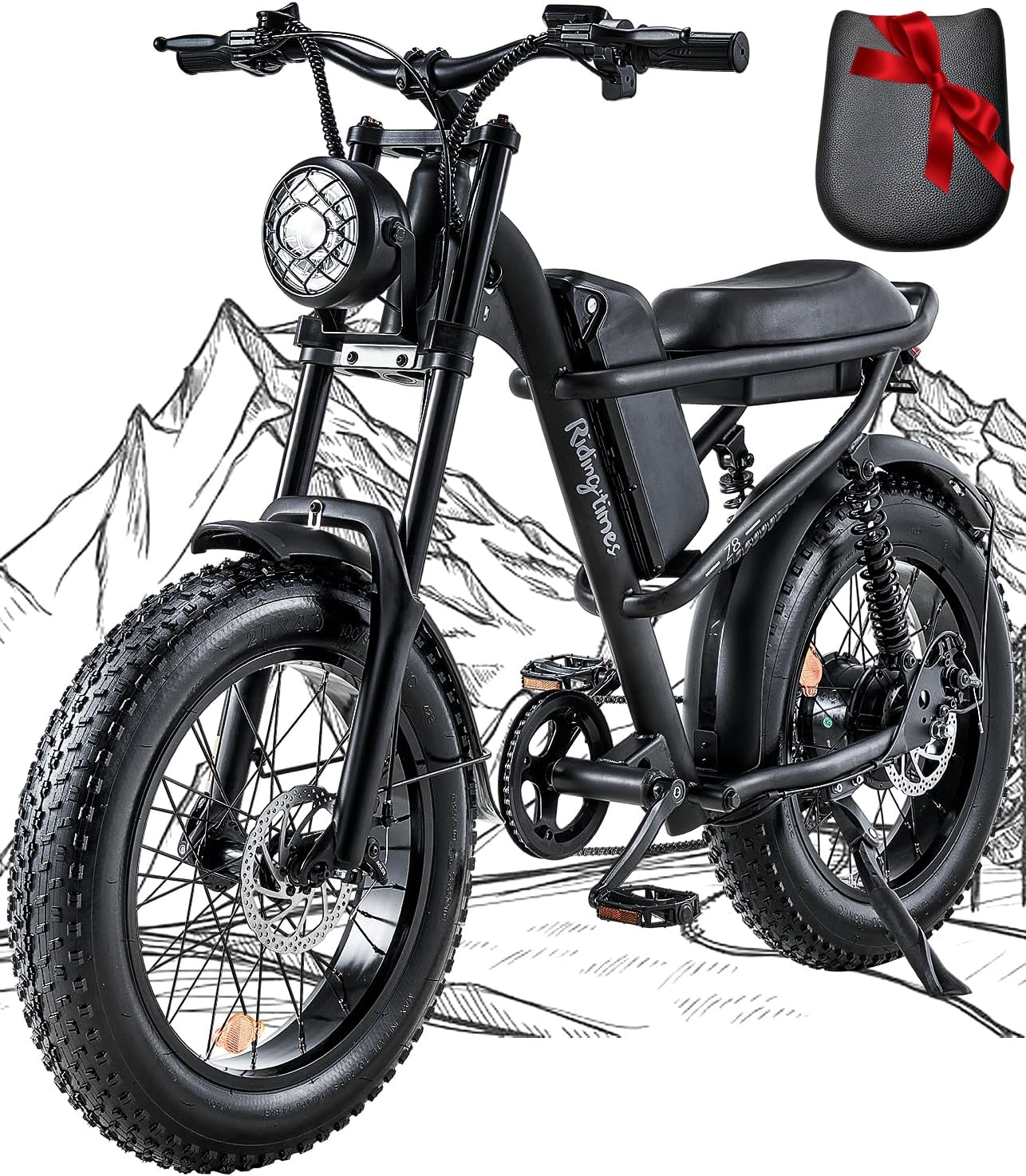 Riding'times 1500W Electric Bike for Adults Full Suspension, Long Seat Dirt Bike...