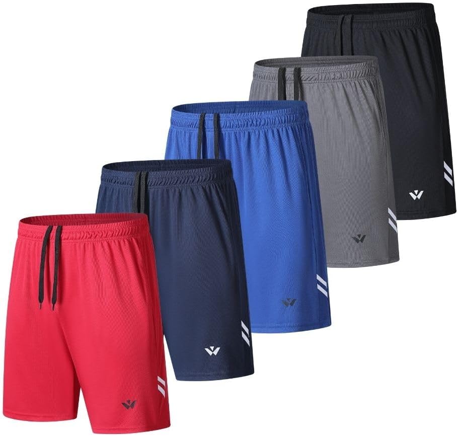 fovdtaa 5 Pack Mens Sports Shorts Men's Athletic Shorts with Pockets and Elastic...