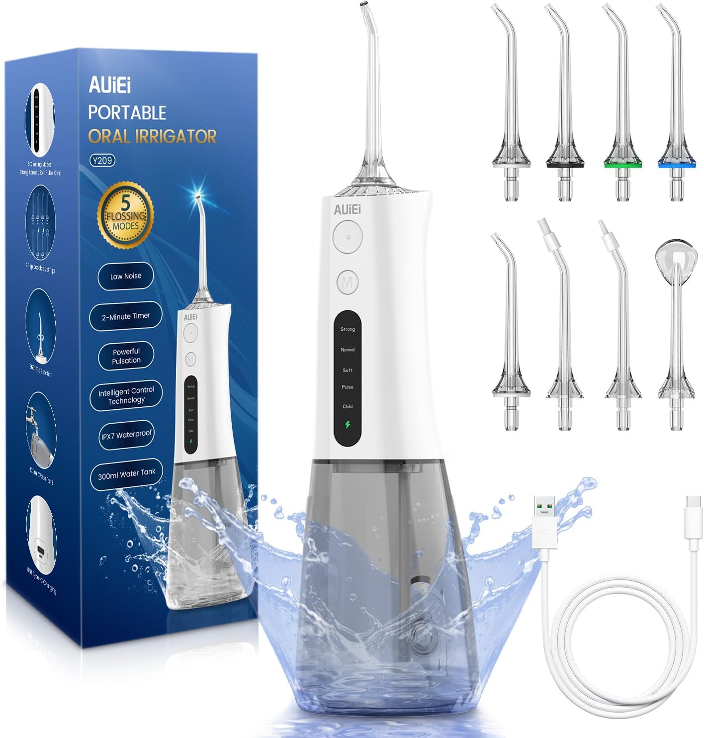 Water Flosser for Teeth Cordless Oral Irrigator Portable Dental Teeth Cleaner Pi...