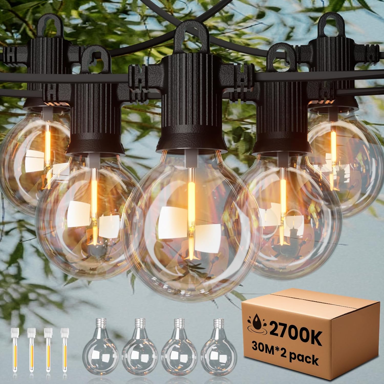 ZOTOYI Festoon Lights Outdoor 60M, IP65 Waterproof Outdoor Garden String Lights...