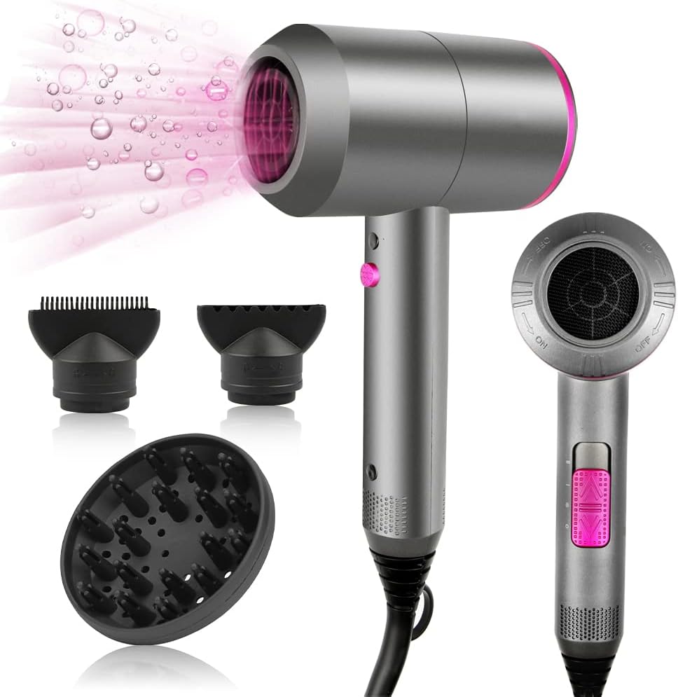 HappyGoo Hair Dryer Professional Ionic Hairdryer with 2 Speed 3 Heat Setting, Co...