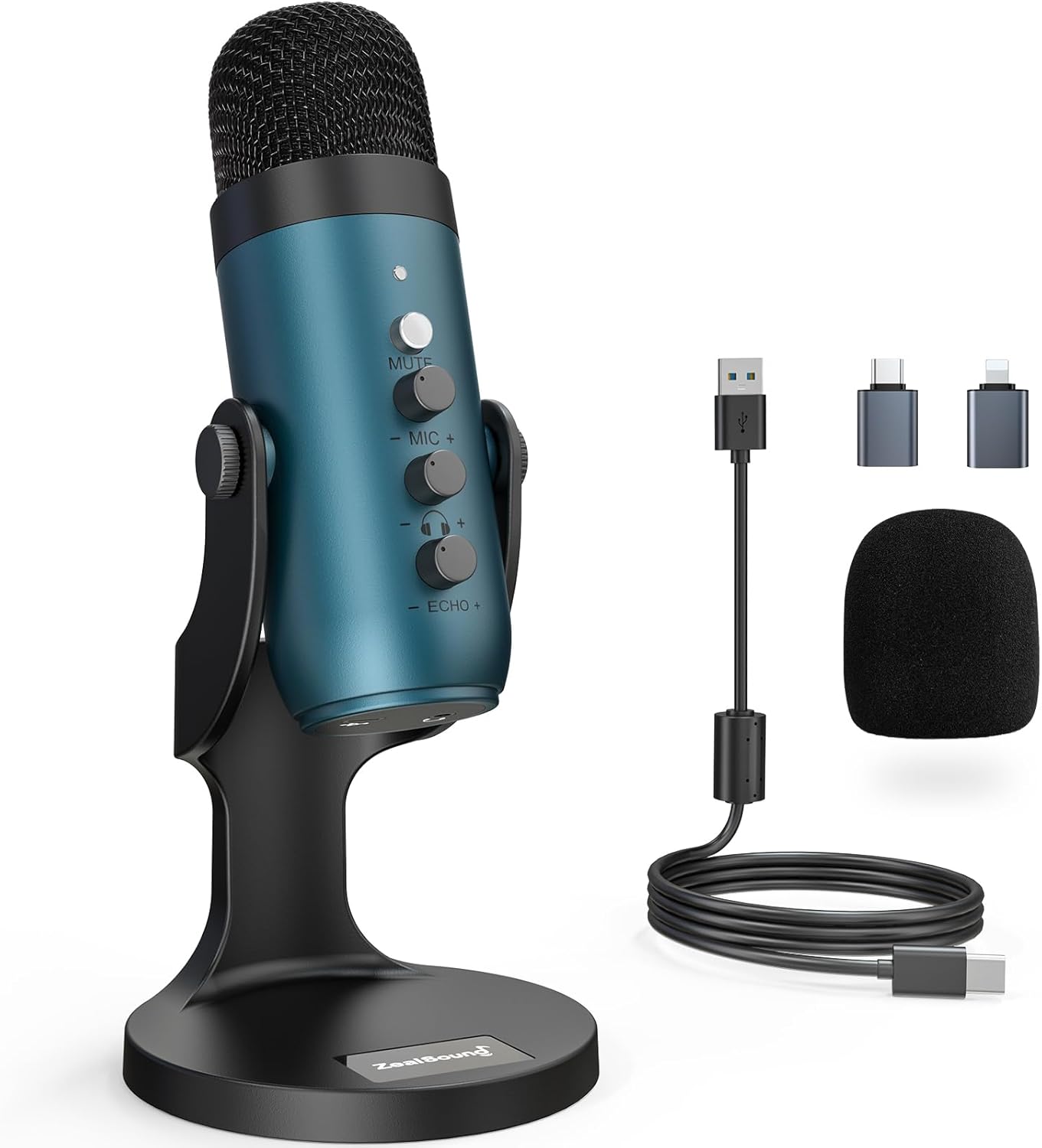zealsound USB Microphone, k66 Teal Cardioid Condenser Podcast Mic for iPhone PC...