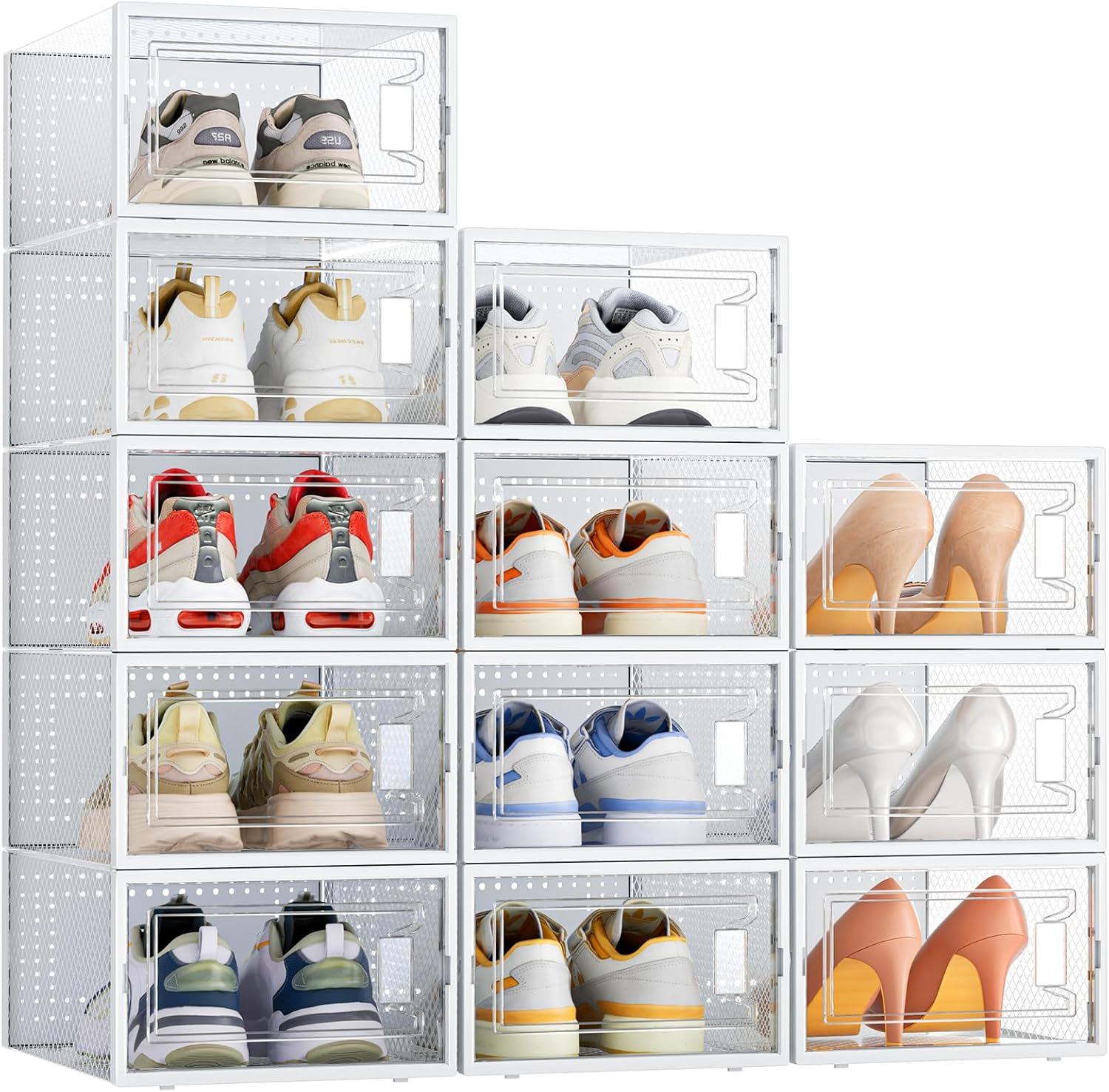 Shoe Box Organizer, Premium Stackable Shoe Storage Solution, Innovative Clear Pl...
