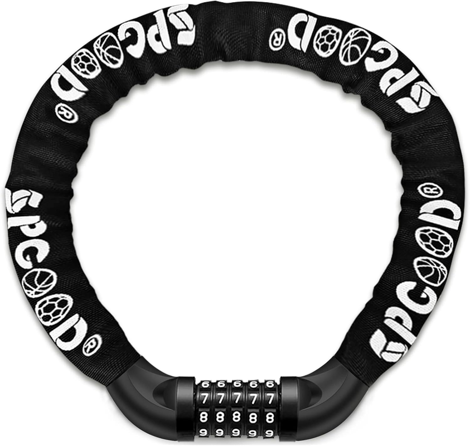 SPGOOD Bike Locks Heavy Duty/Bicycle Chain/Cycling Lock (14 Colors) 5-Digits Cod...