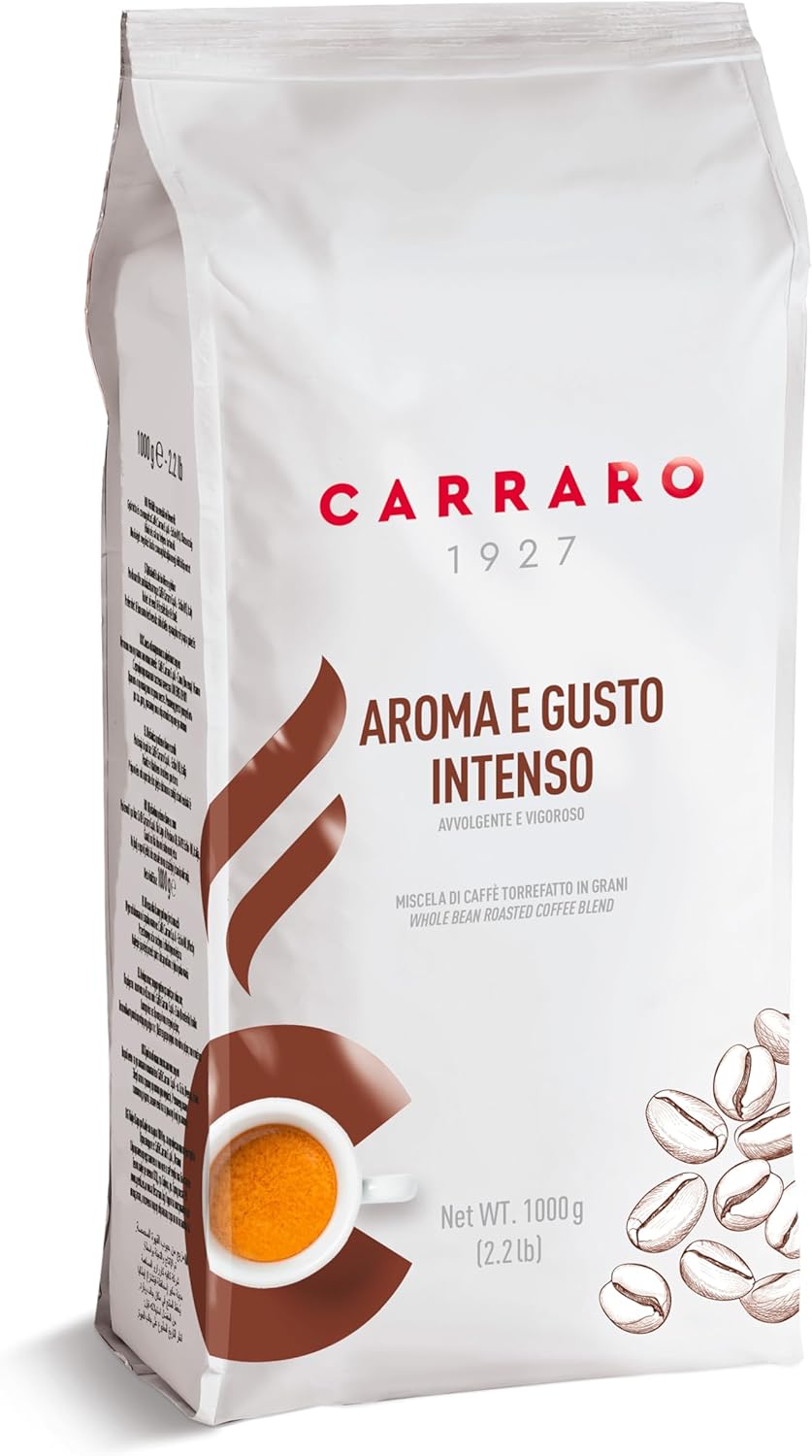 Premium CARRARO Aroma e Gusto Intenso, Unique Dark Roast Whole Coffee Beans, Spe...